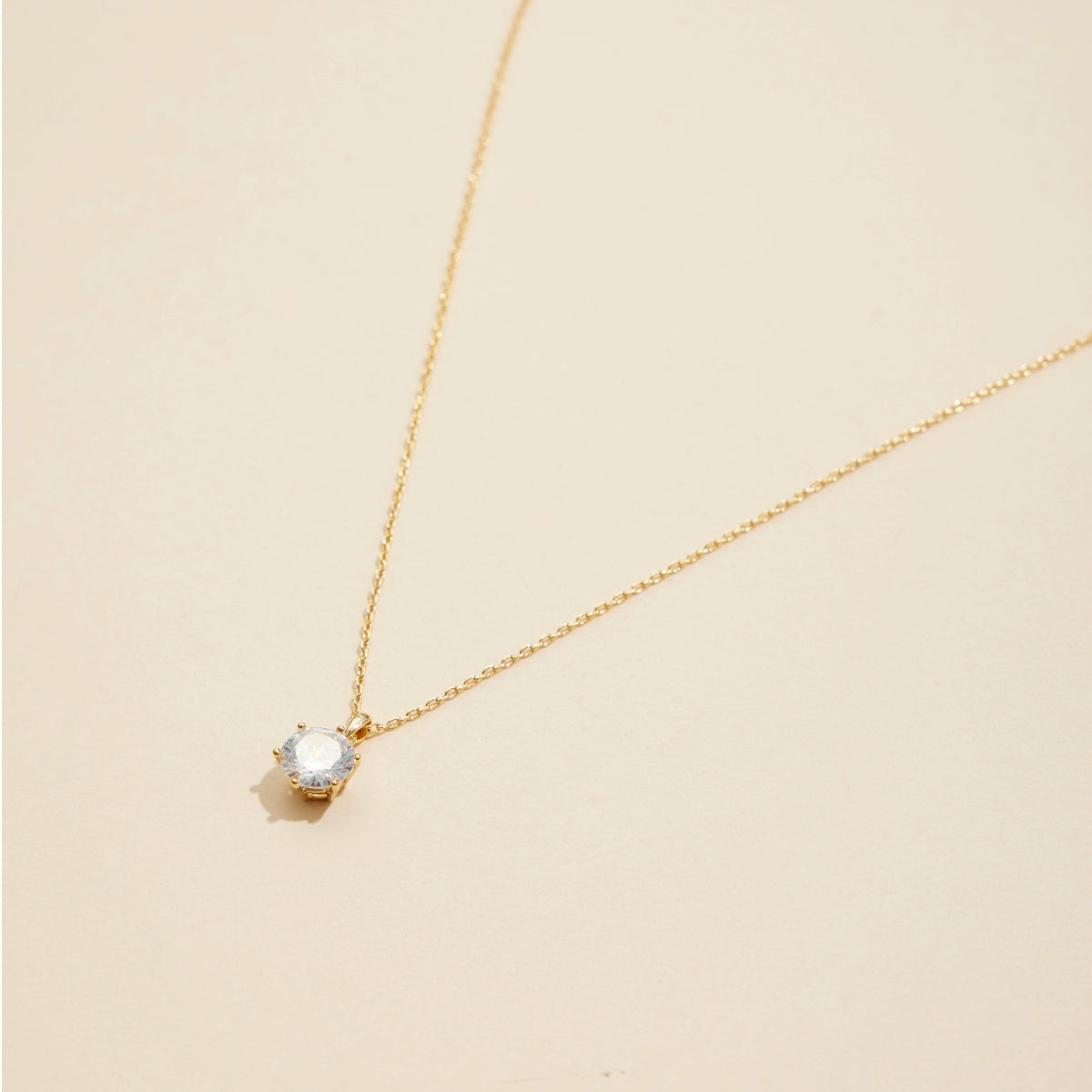 Elegant Glass Stone Charm Gold-Dipped Short Necklace