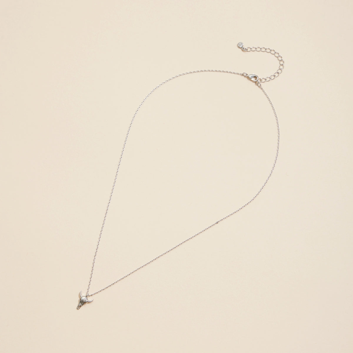 Striking Longhorn Skull Charm Gold-Dipped Short Necklace