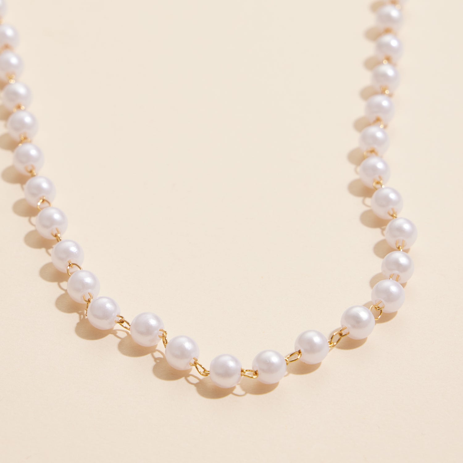 5mm Classic Pearl Link 18K Gold Dipped Necklace