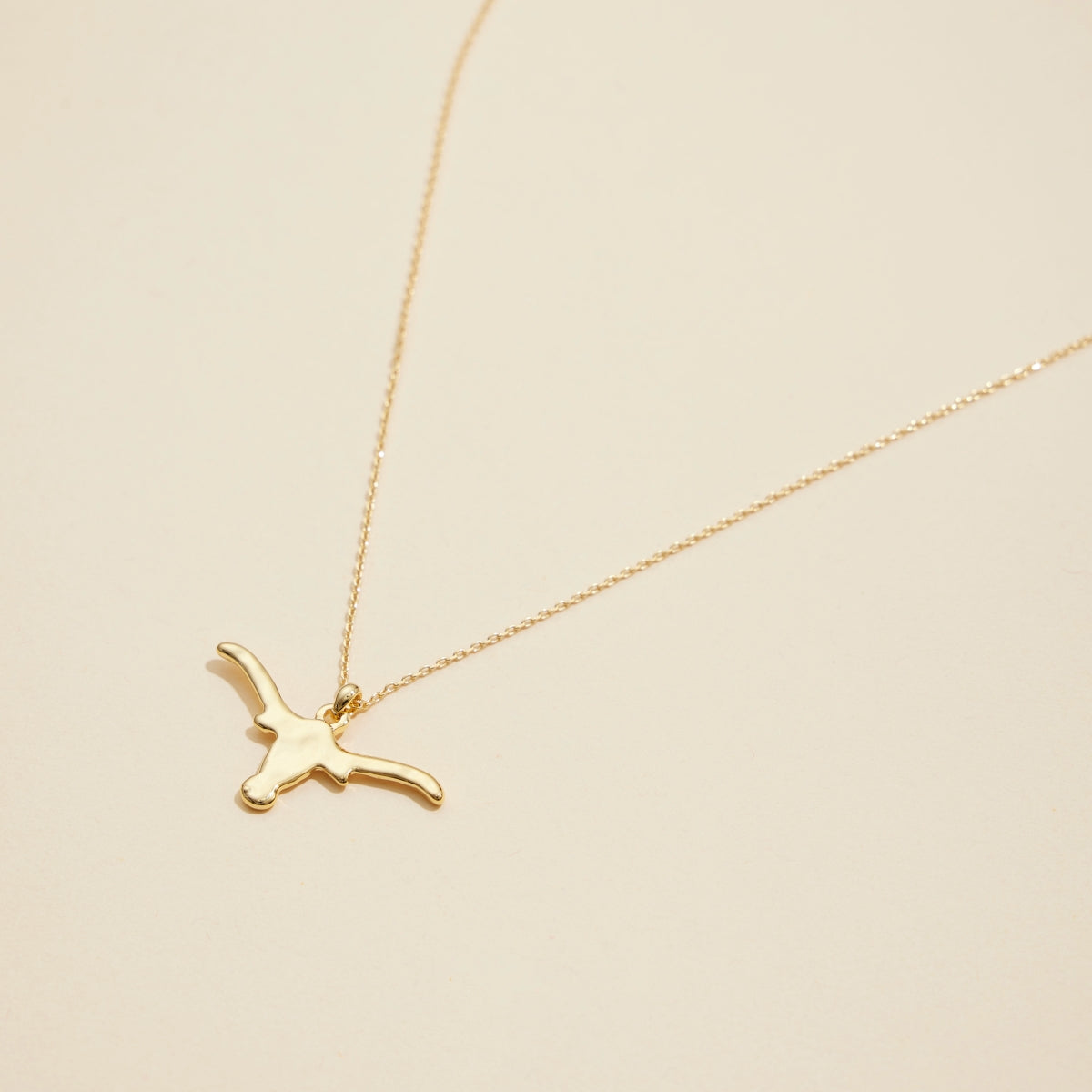 Bold Longhorn Charm Gold-Dipped Short Necklace