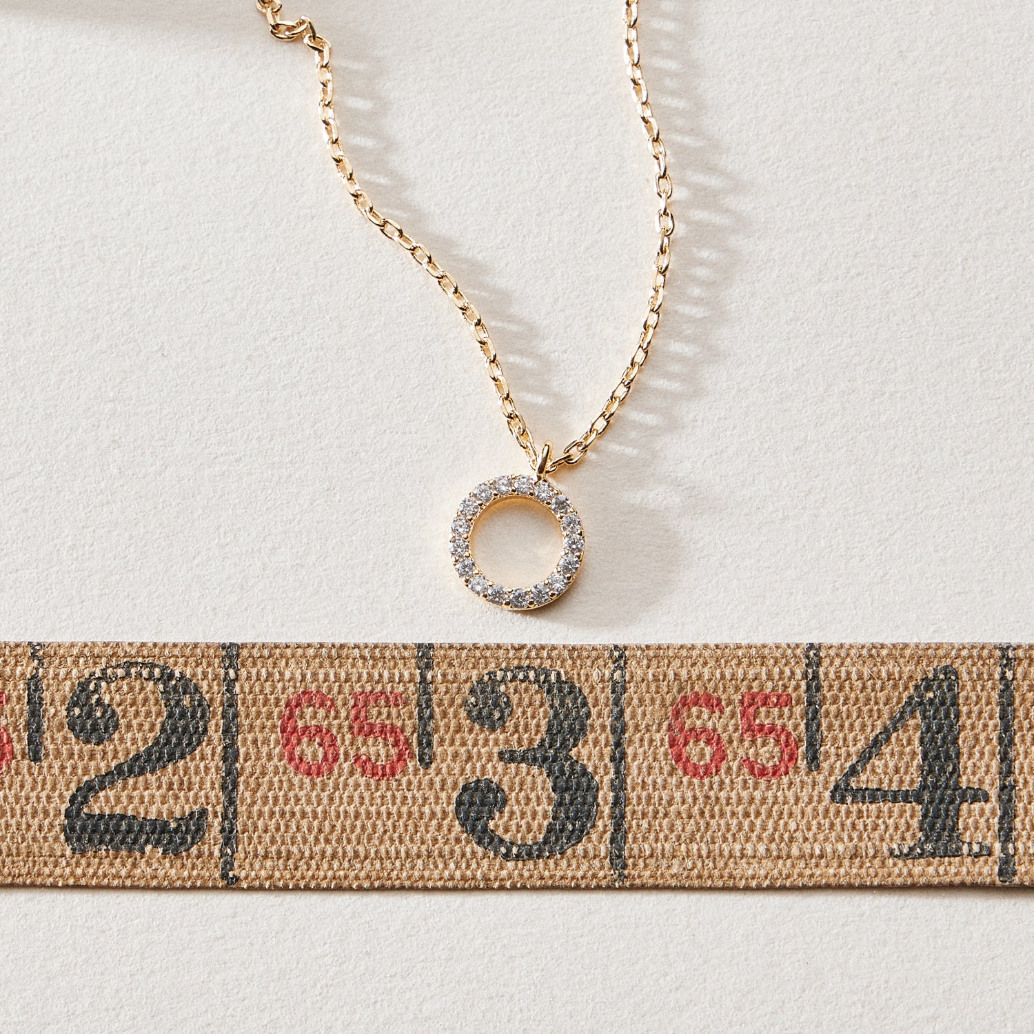 18K Gold-Dipped Rhinestone Circle Charm Necklace