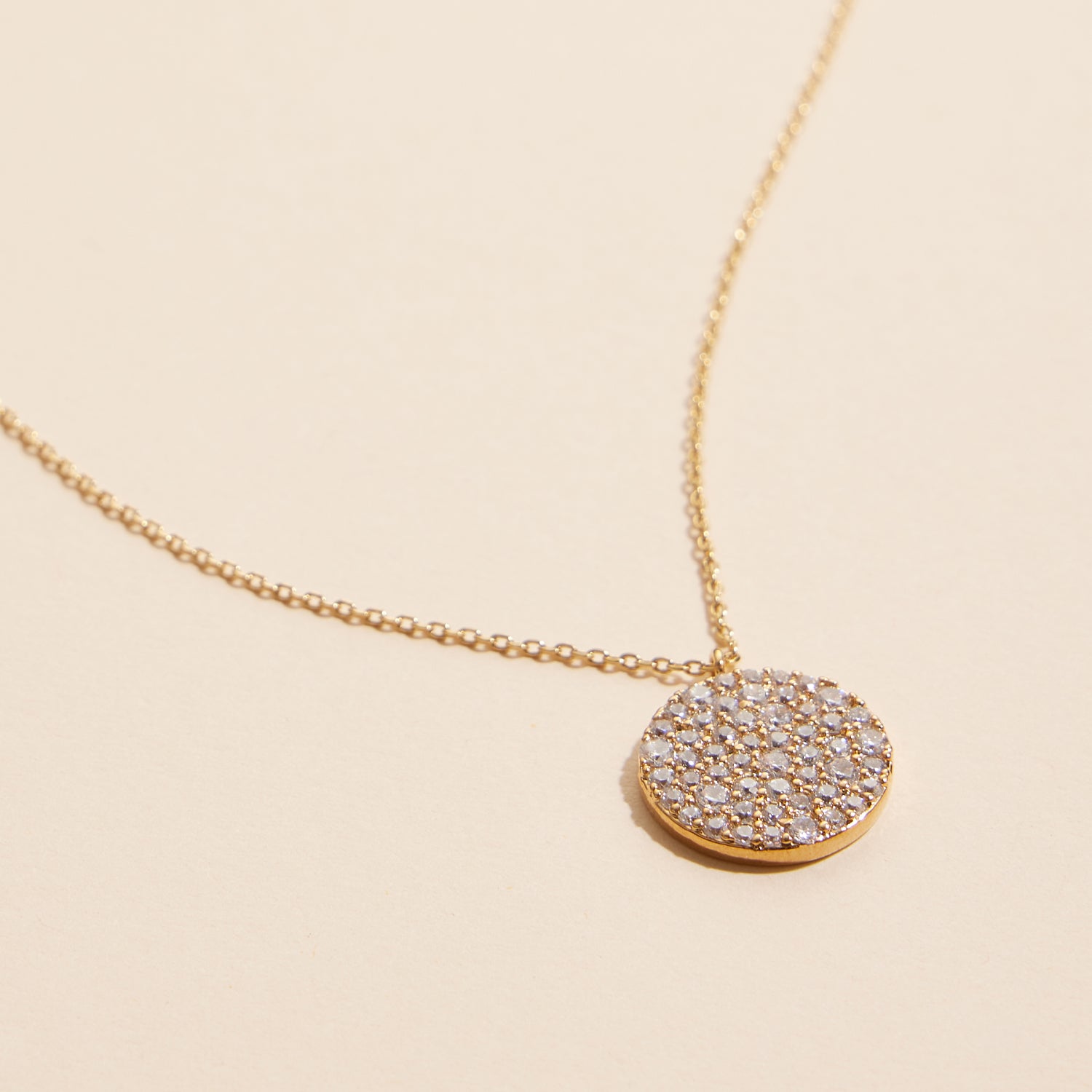 Radiant 18K Gold Dipped Cubic Zirconia Round Pave Necklace