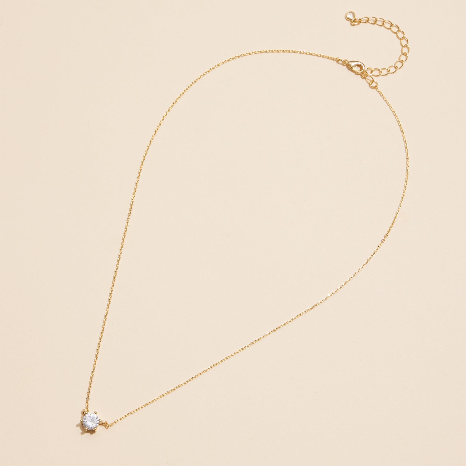 Elegant 18K Gold Dipped Solitaire Crystal Necklace