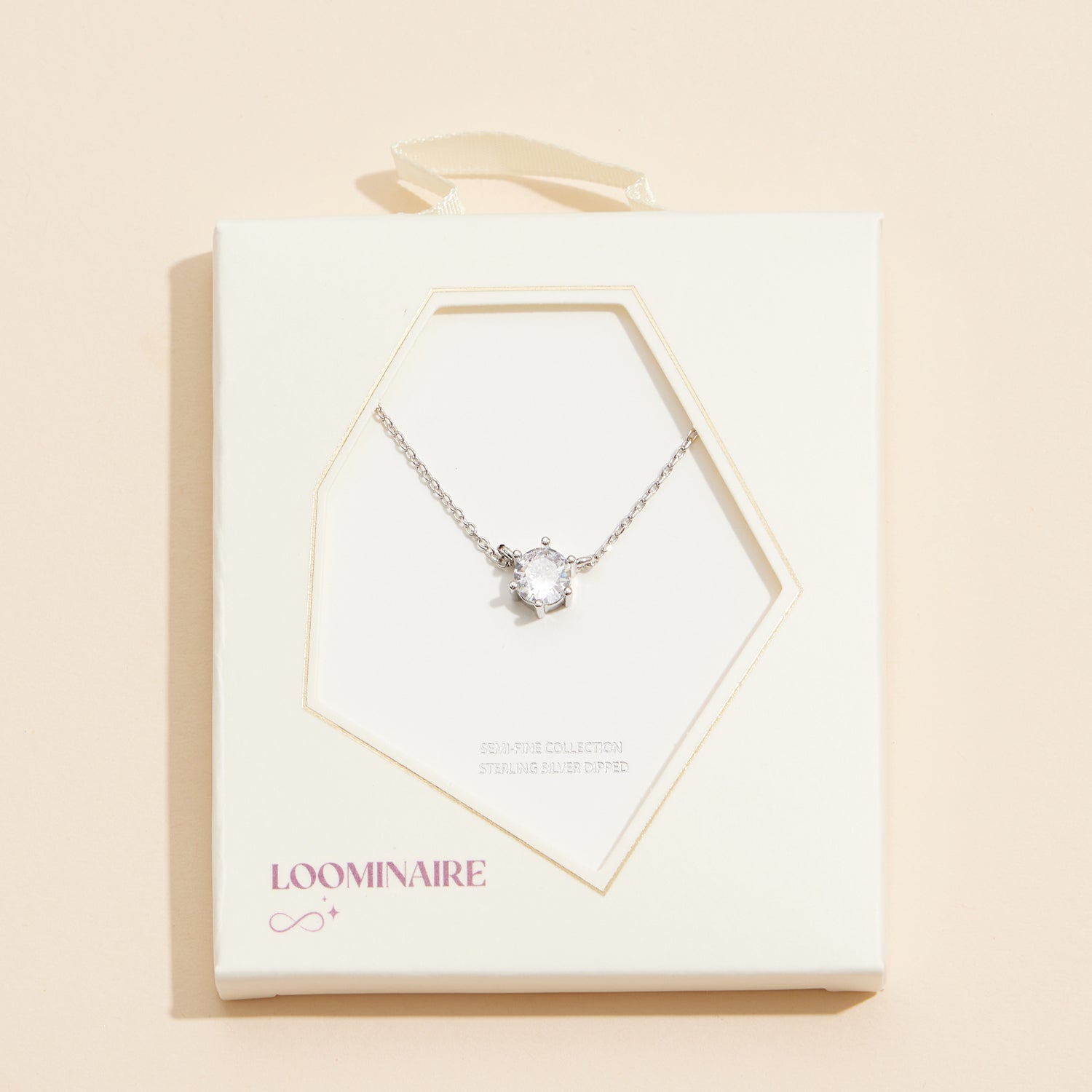 Elegant 18K Gold Dipped Solitaire Crystal Necklace