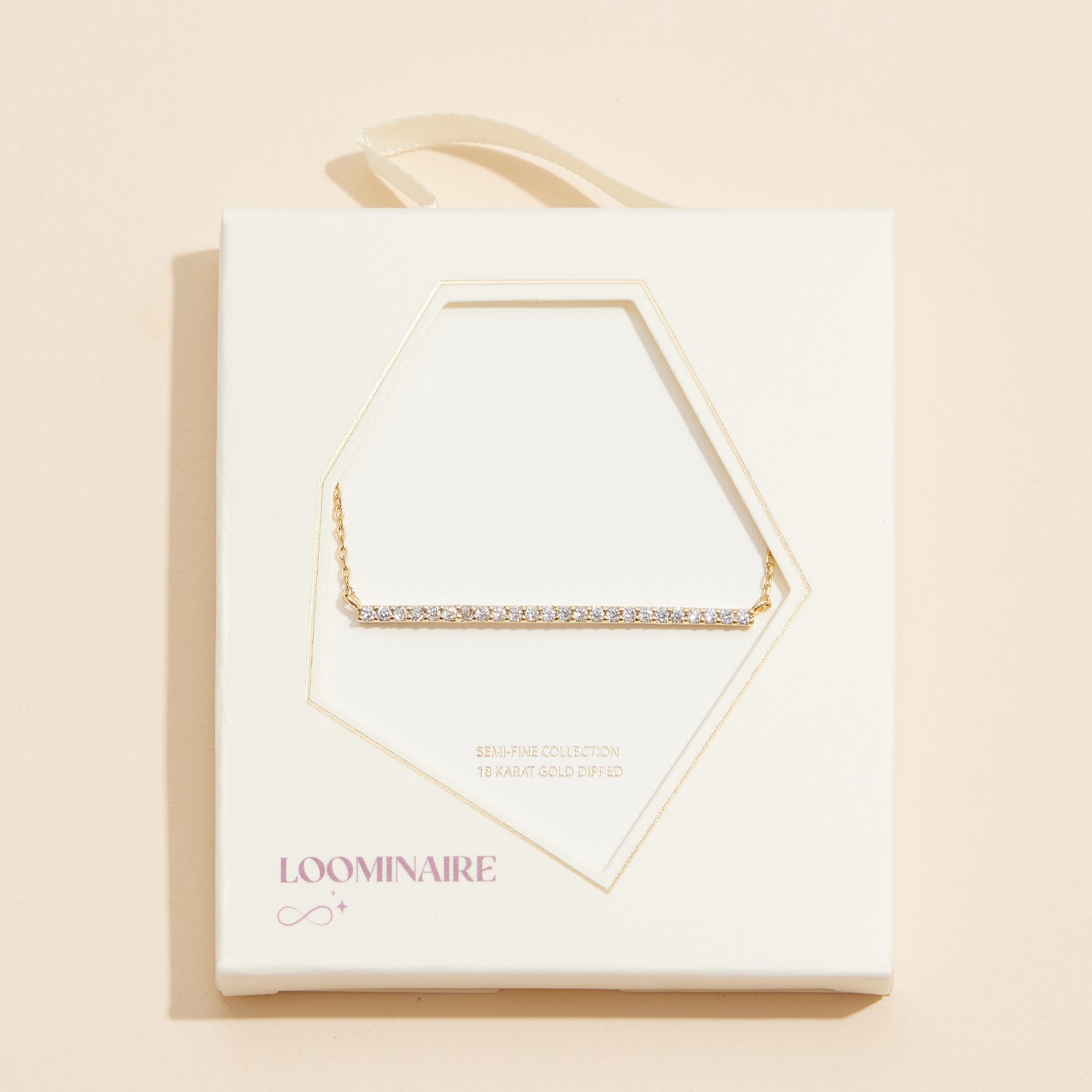 Refined 18K Gold Dipped Bar Necklace with Sparkling Details