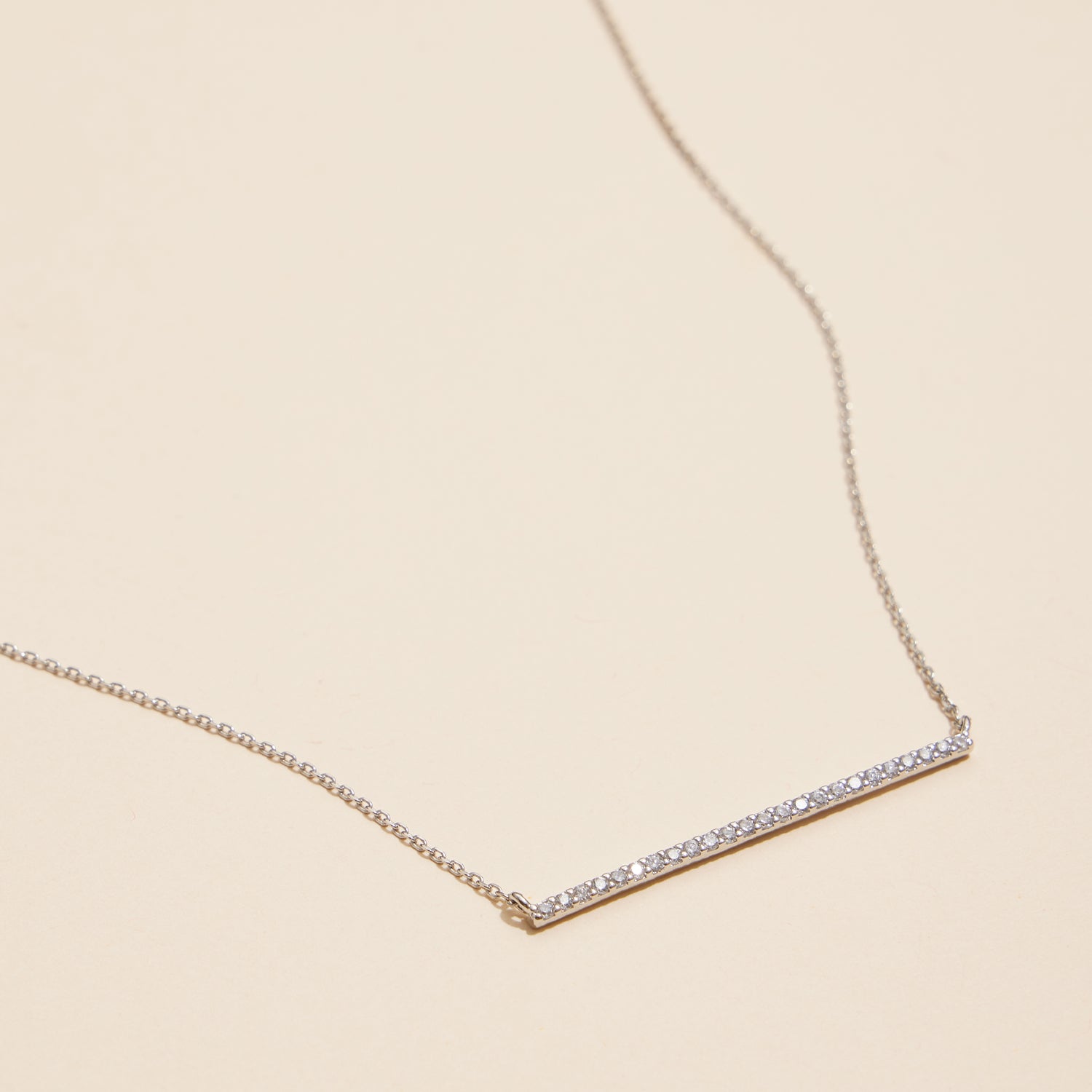 18K Bar Necklace with Sparkling Accents