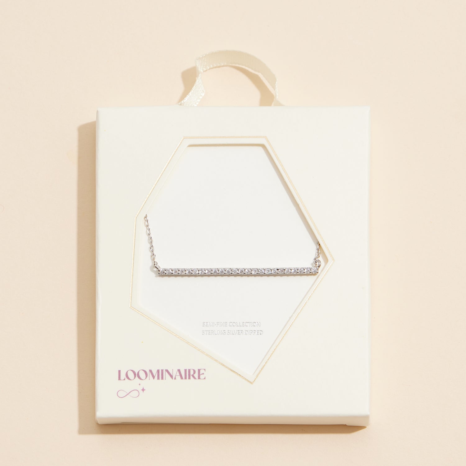 Refined 18K Gold Dipped Bar Necklace with Sparkling Details