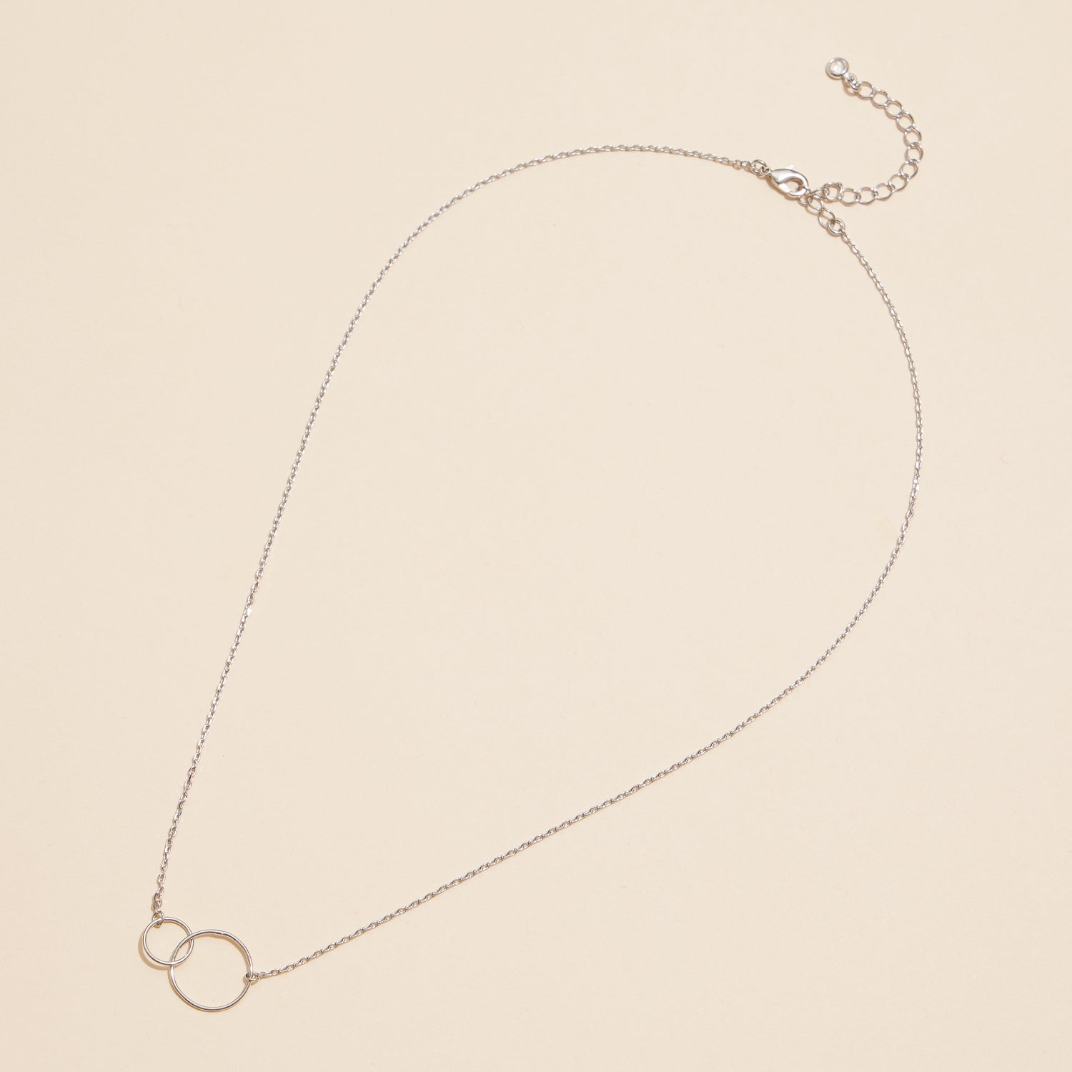 18K Double Circle Pendant Necklace
