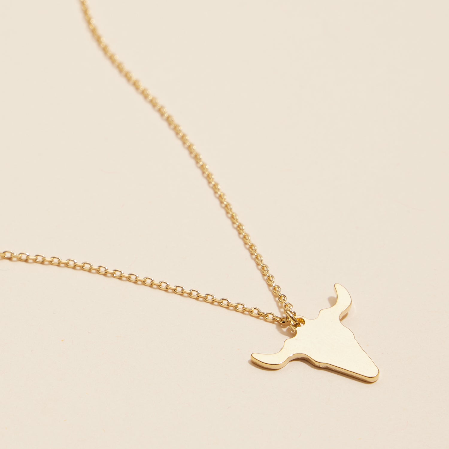 Bold 18mm Bull Head Pendant Necklace in 18K Gold Dipped Finish