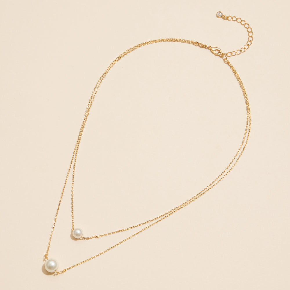 18K Gold Dipped Double Pearl Layered Necklace