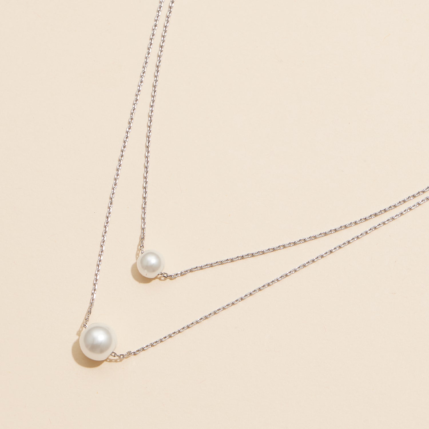 Elegant 18K Double Pearl Layered Necklace