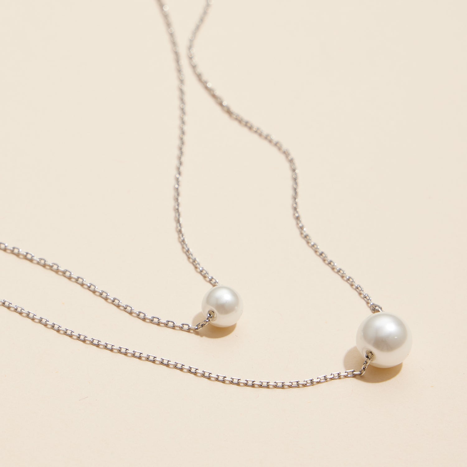 Elegant 18K Double Pearl Layered Necklace