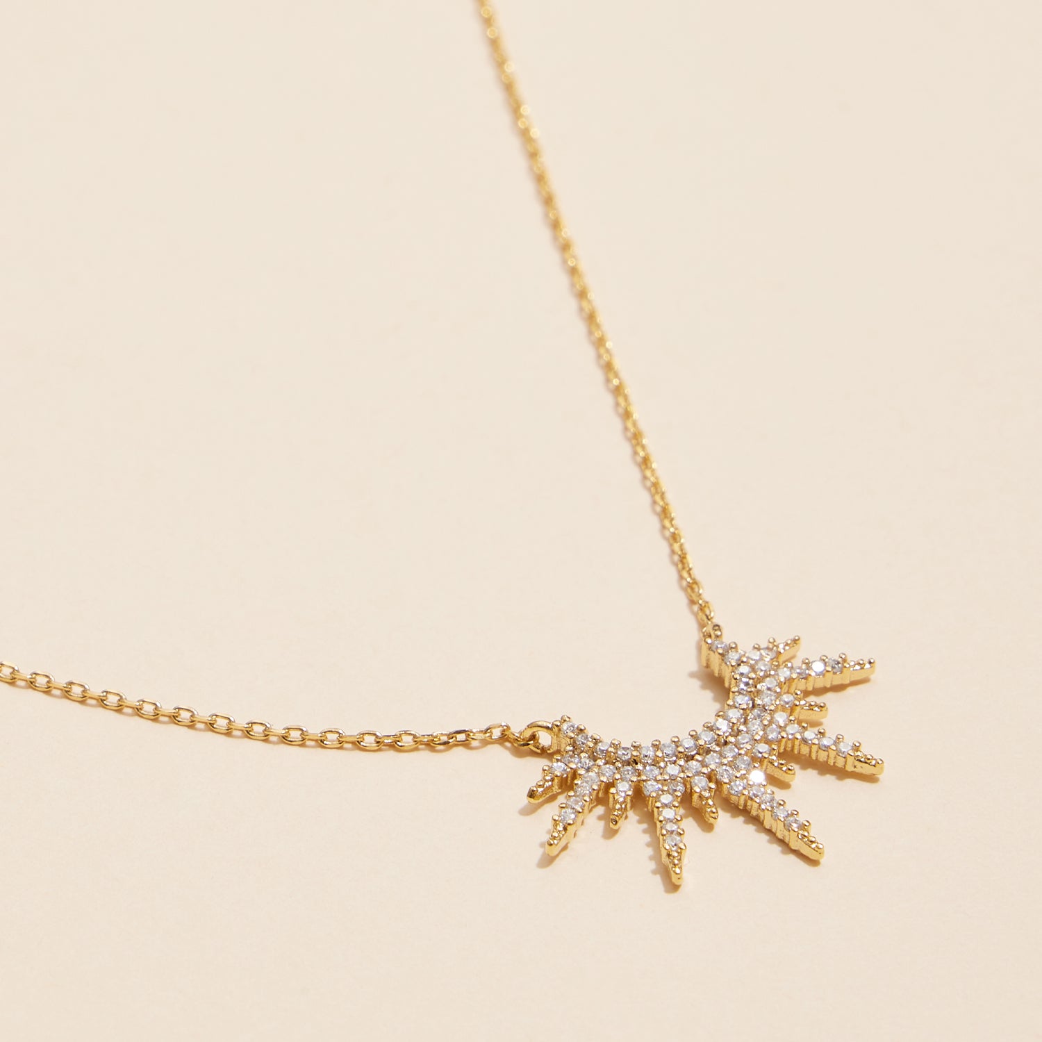 Radiant 18K Gold Dipped Sunburst Pendant Necklace