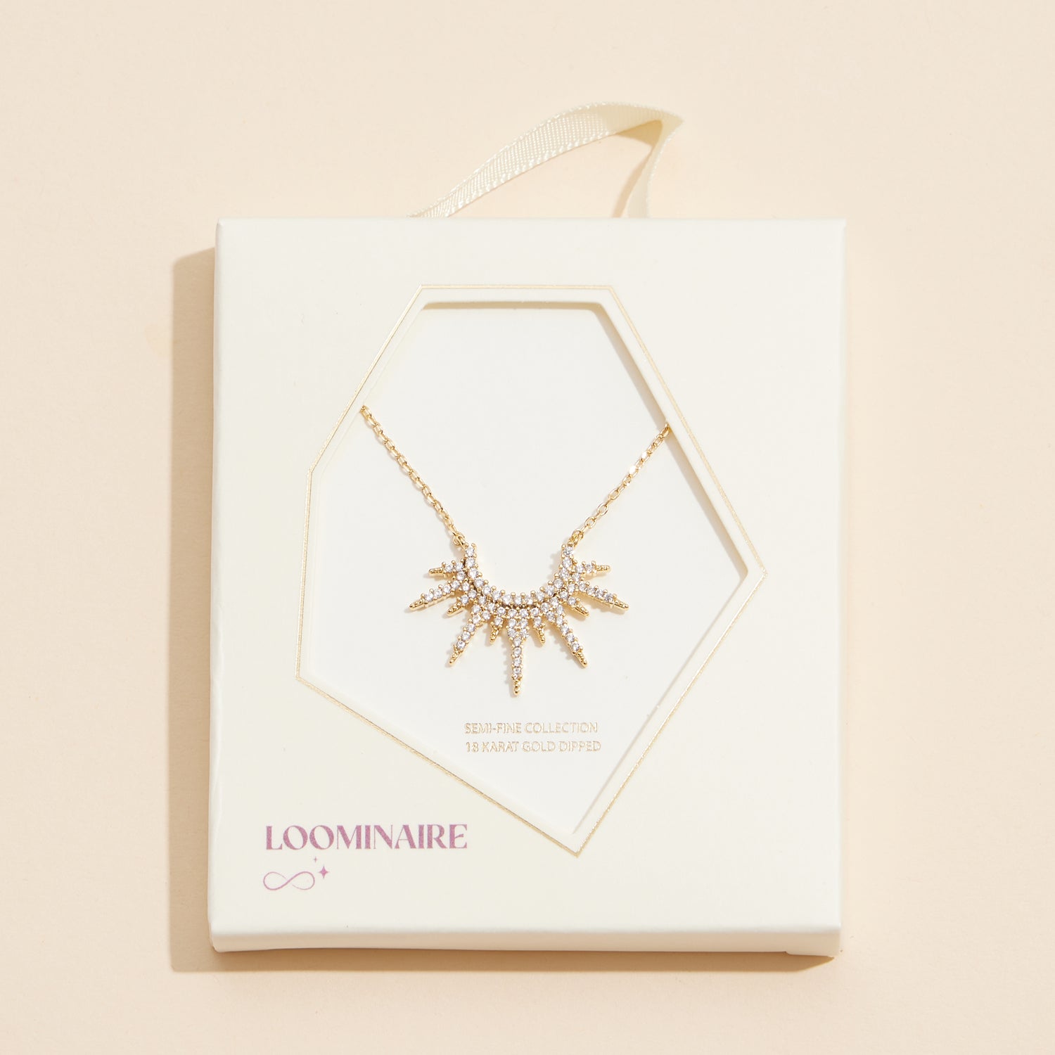Radiant 18K Gold Dipped Sunburst Pendant Necklace