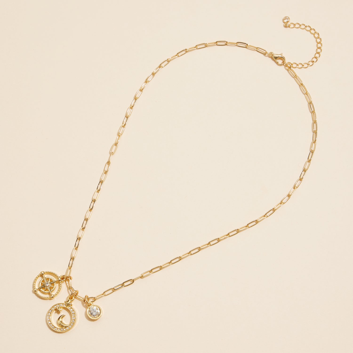 Celestial Moon and Star Necklace in 18K Gold Dipped Finish