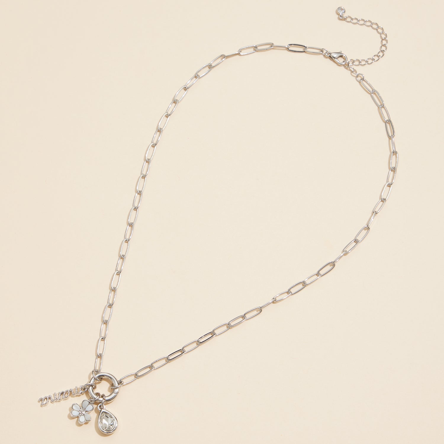 "Mama" Gold Dipped 18k Teardrop and Flower Charm Necklace