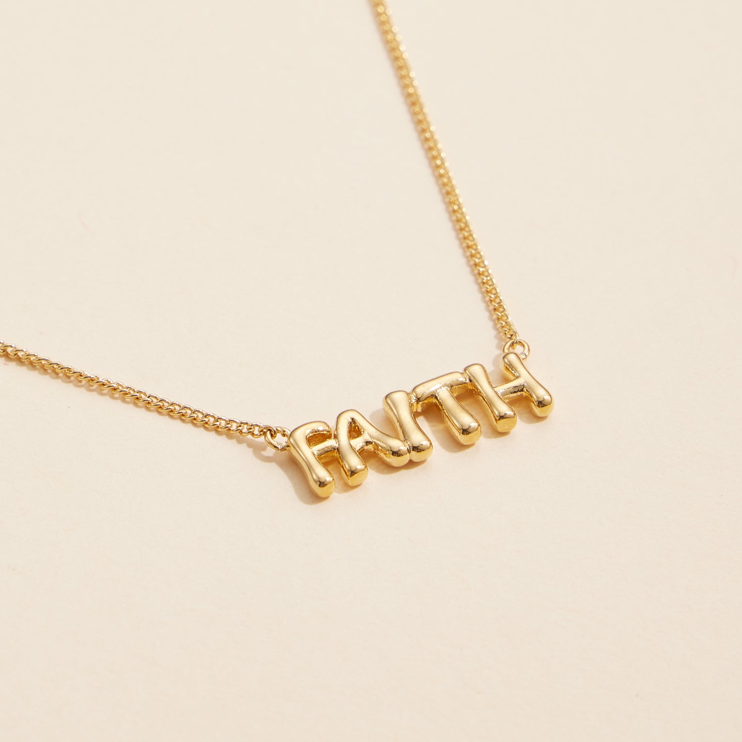 Elegant and Refined FAITH 18K Gold-Dipped Necklace
