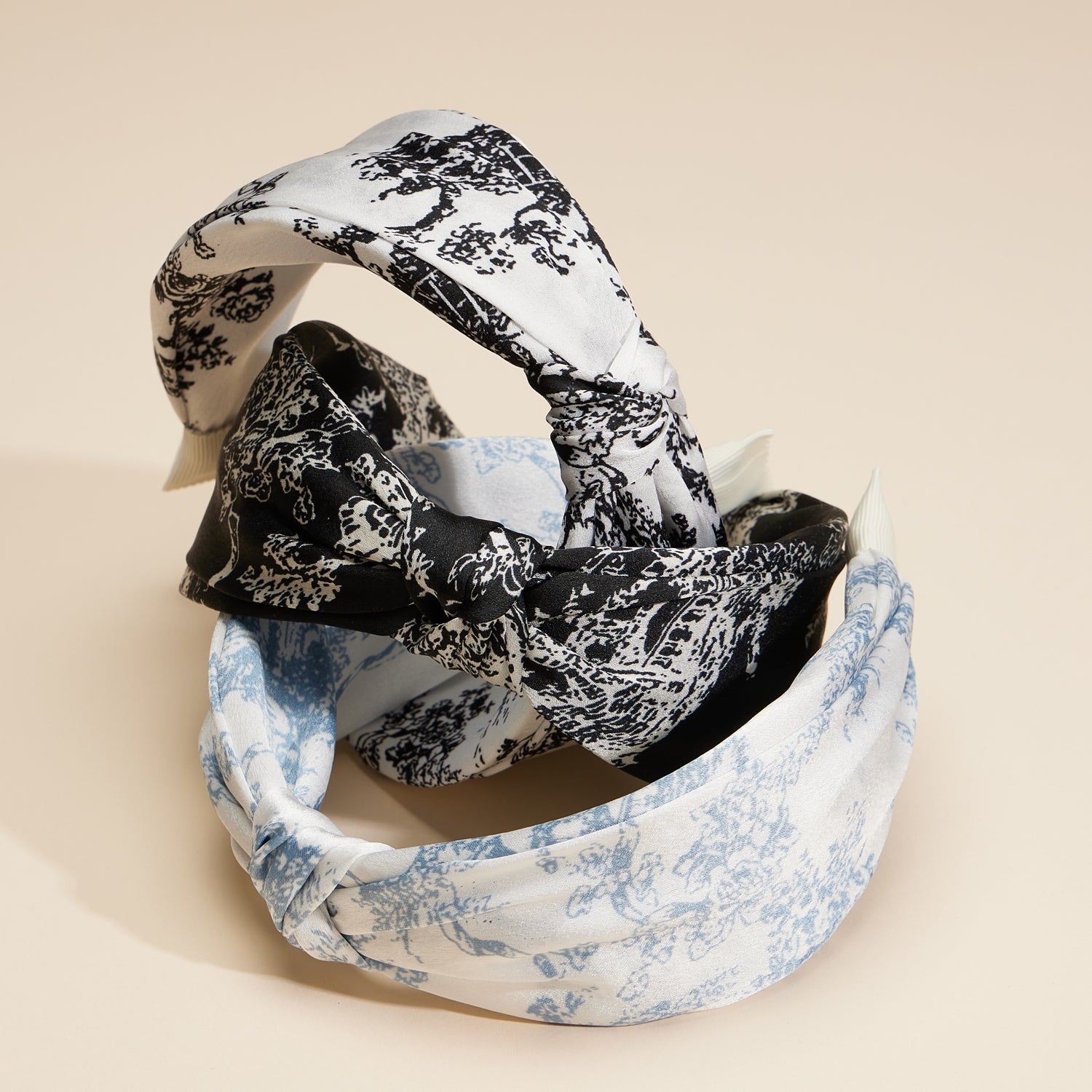 Sophisticated Knotted Headband Set with Vintage-Inspired Prints