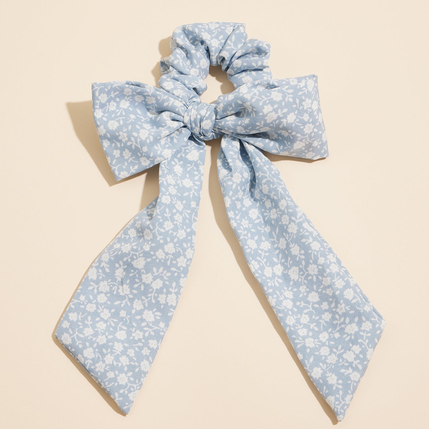 Long-Tail Ribbon Scrunchie with Floral Bow