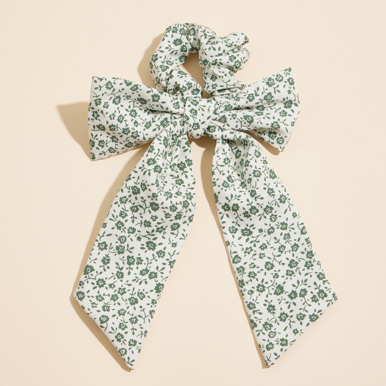 Long-Tail Ribbon Scrunchie with Floral Bow