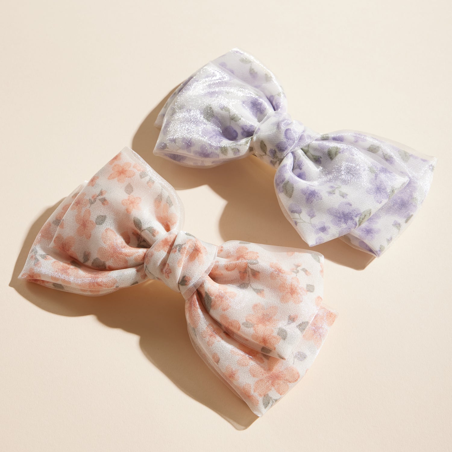 Printed Floral Bow Hair Clip