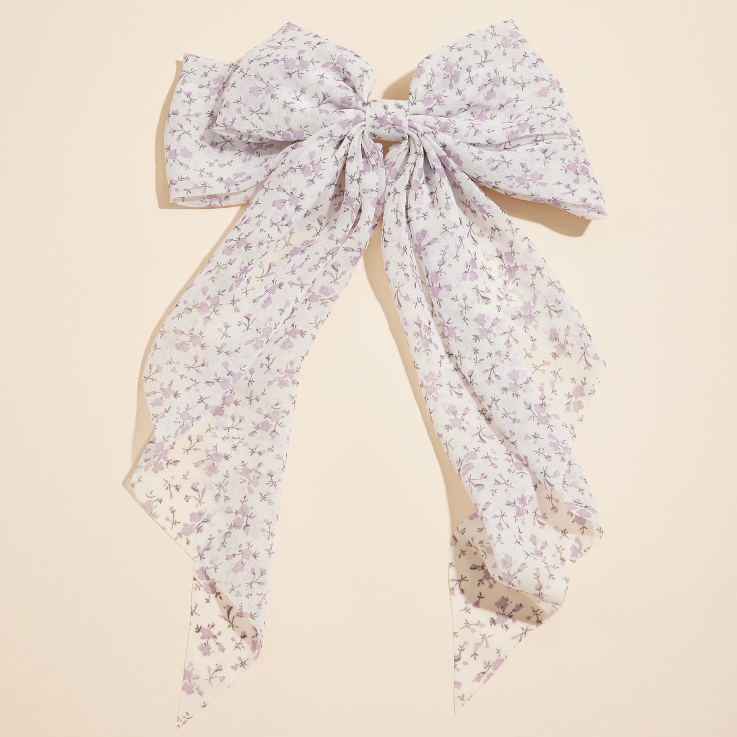 Romantic Floral Print Long Tail Chiffon Ribbon Hair Pin