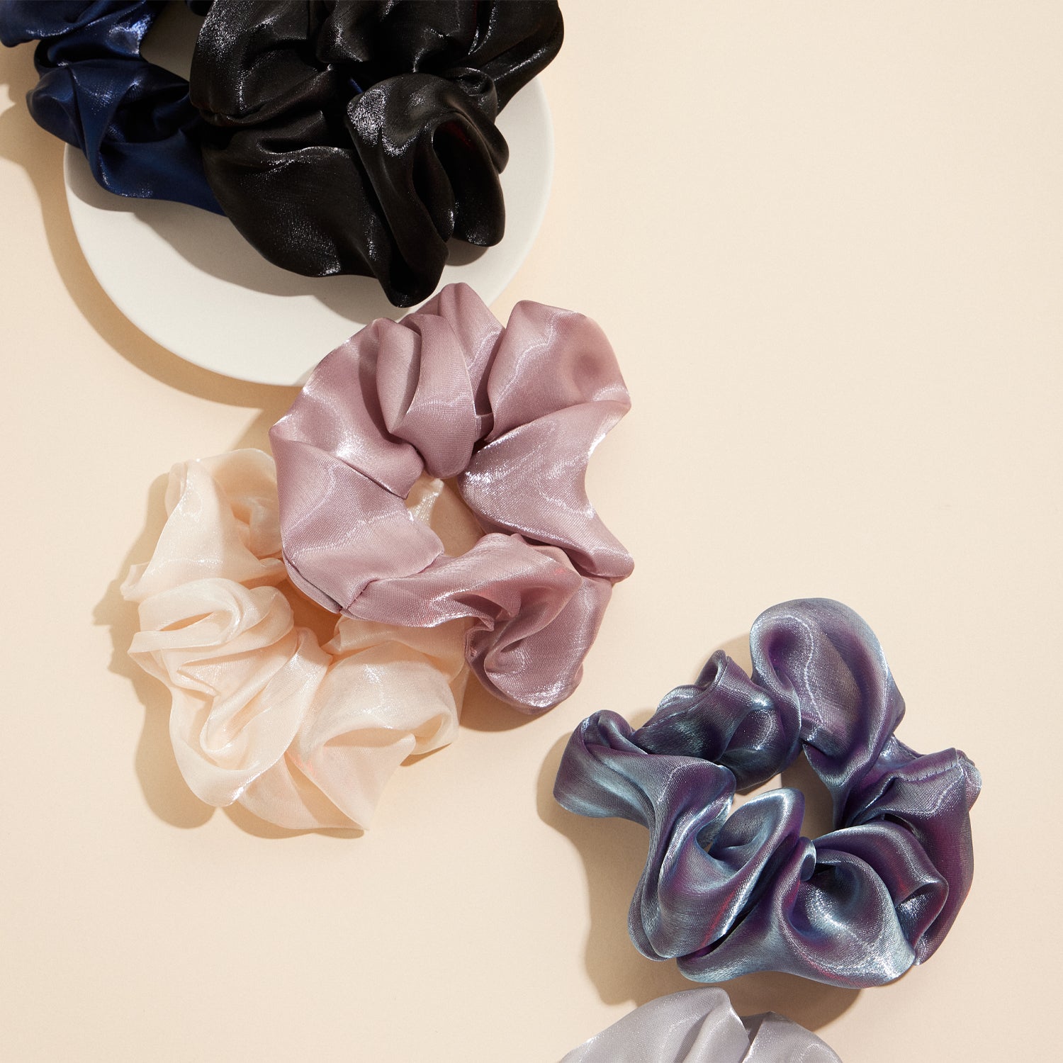 Lustrous Satin Shimmer Scrunchie Set