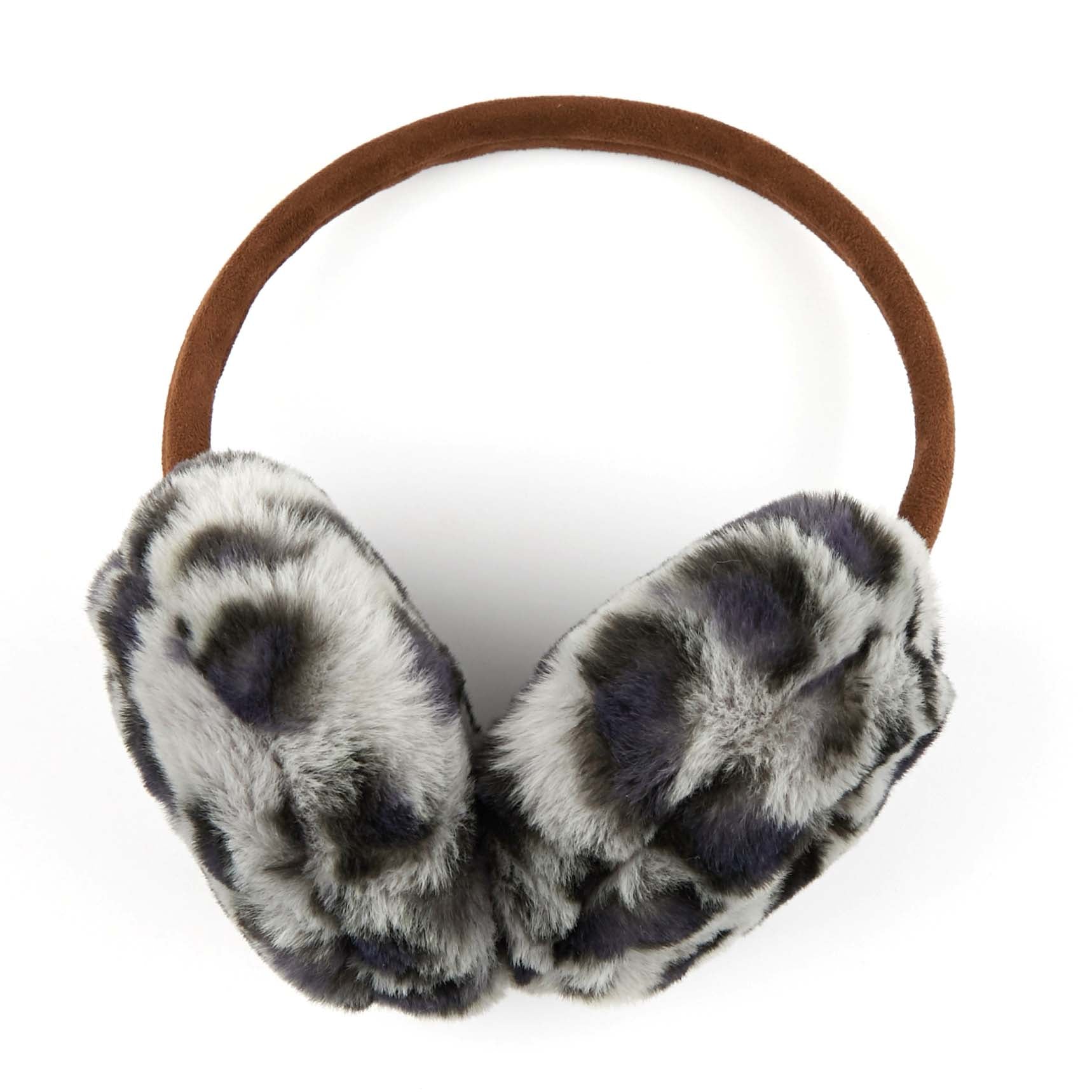 Faux Fur Leopard Print Earmuffs – Adjustable Cozy Winter Ear Warmers (One Size)