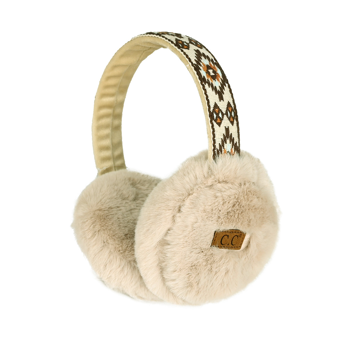 Aztec Faux Fur Earmuffs with Adjustable Band