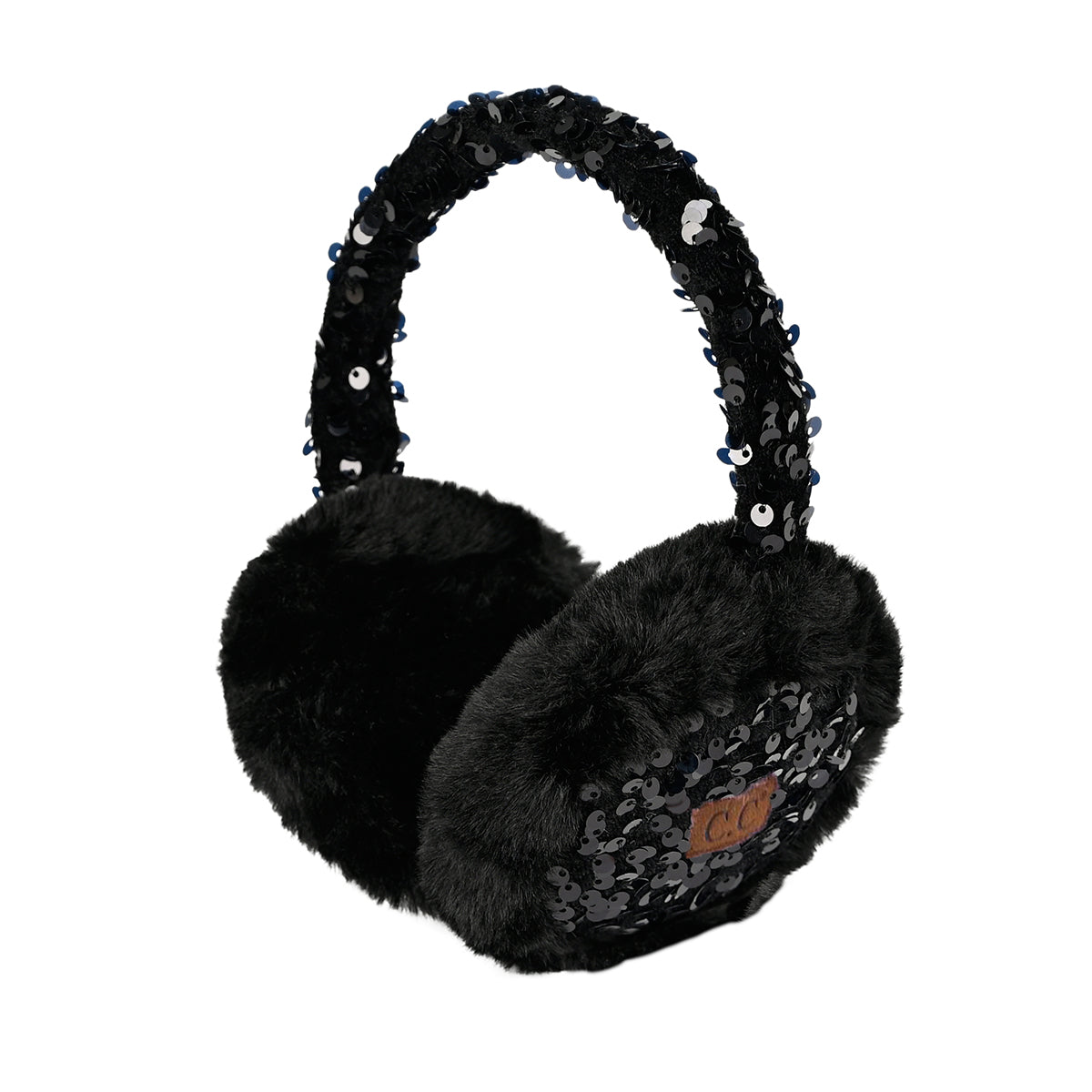 Faux Fur Sequin Earmuffs – Adjustable Winter Ear Warmers for Women