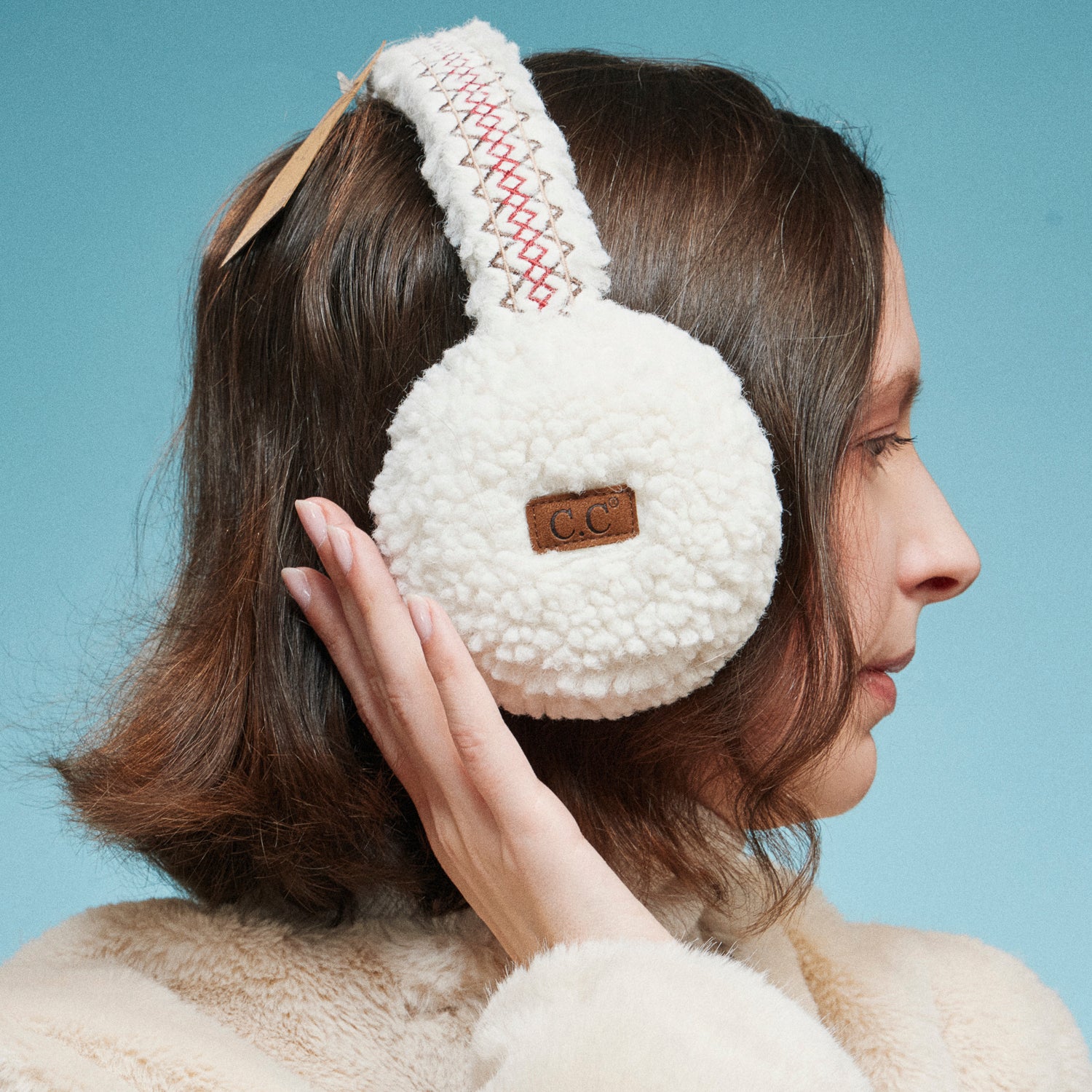 Sherpa Embroidered Fleece Earmuffs – Ultra-Soft Winter Ear Warmers