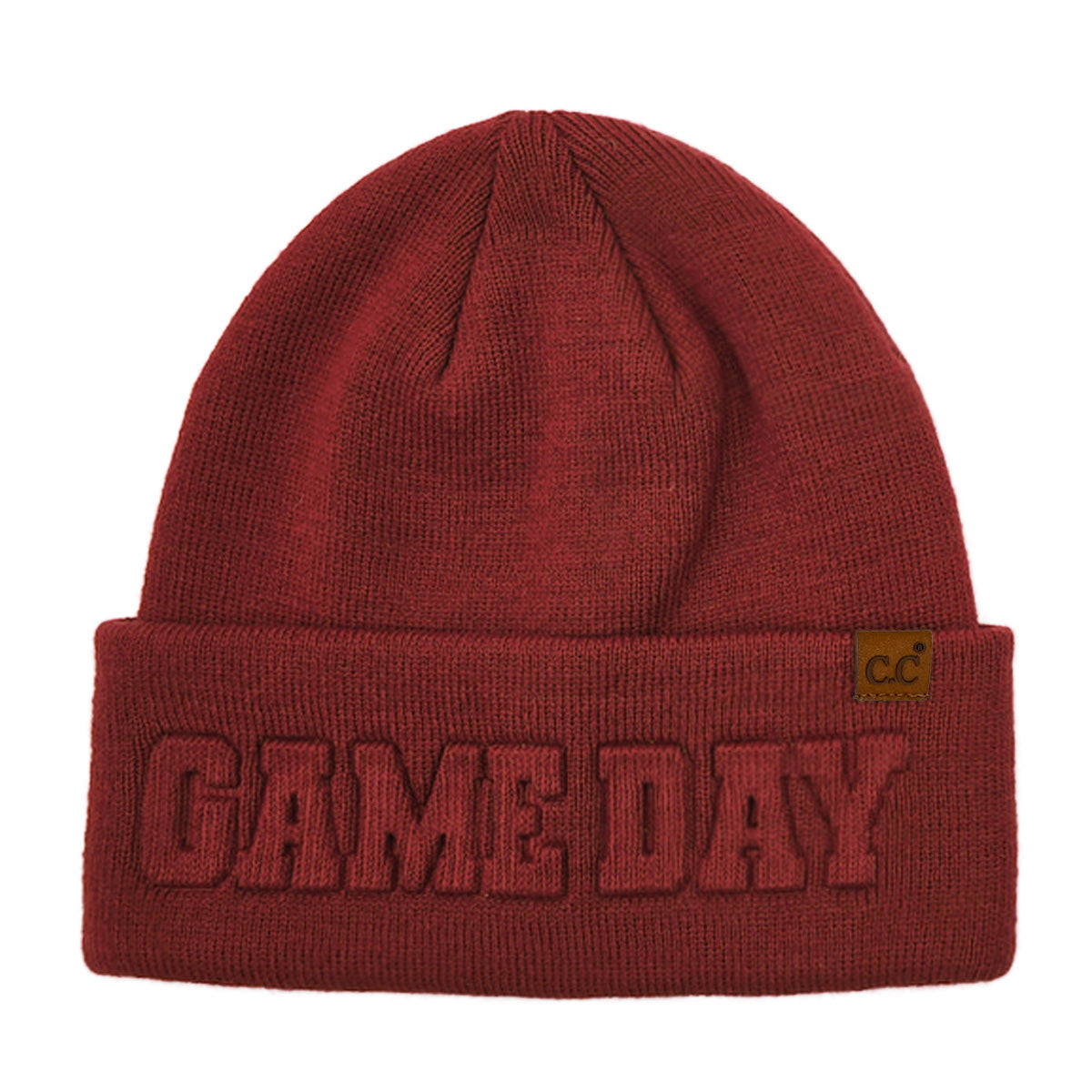 Game Day Embossed Cuff Beanie –  Soft Knit Winter Hat