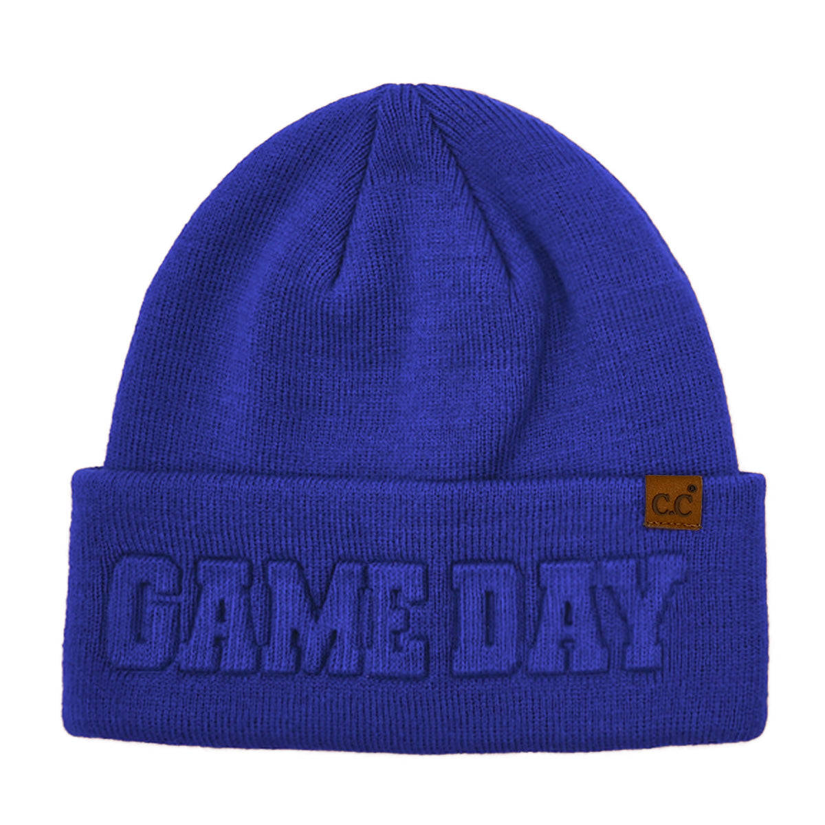 Game Day Embossed Cuff Beanie –  Soft Knit Winter Hat