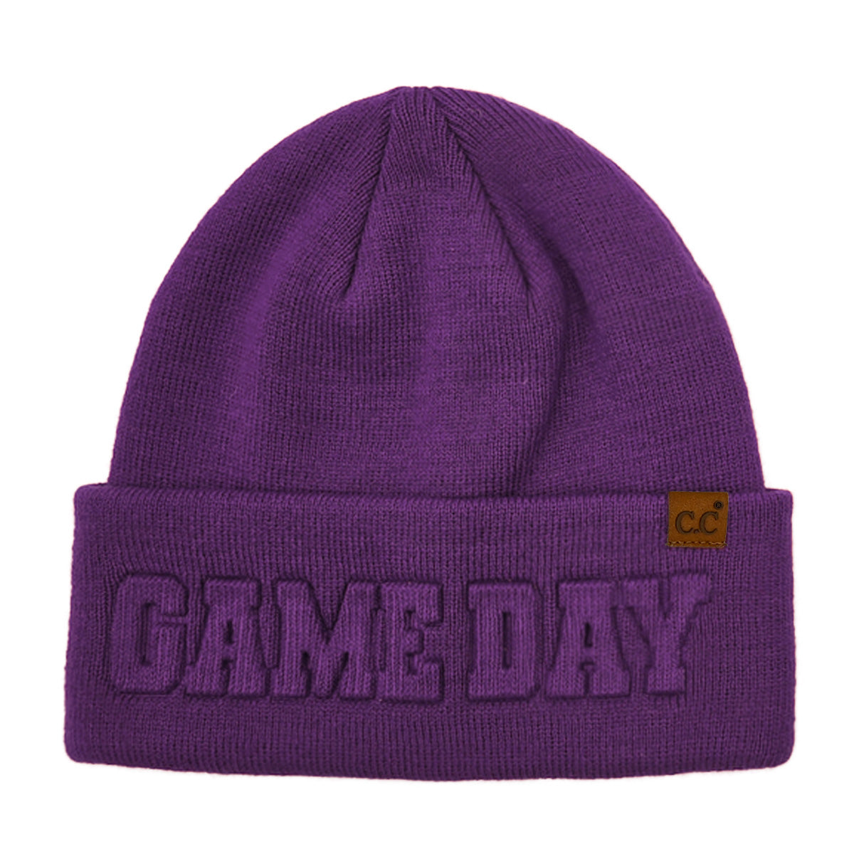 Game Day Embossed Cuff Beanie –  Soft Knit Winter Hat