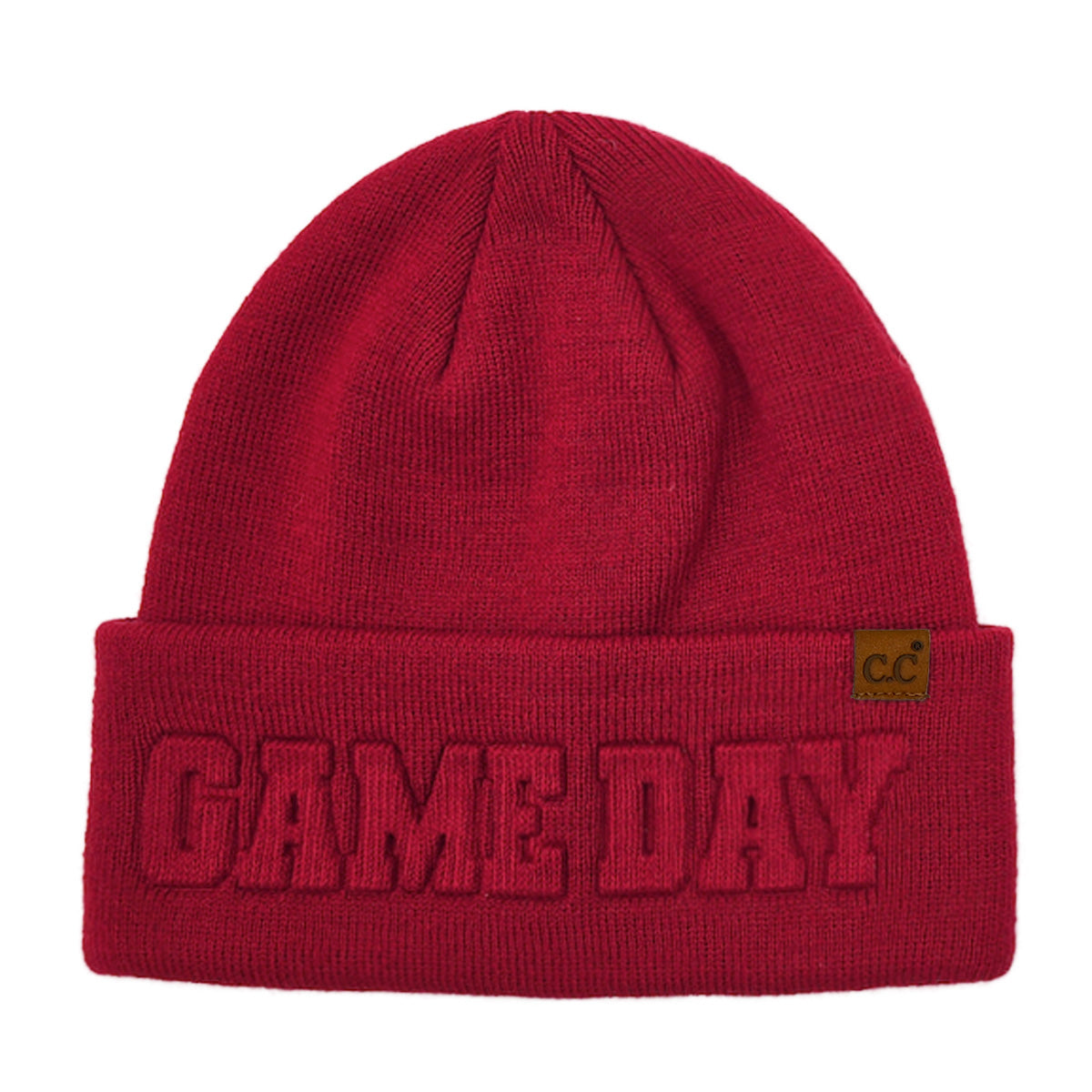 Game Day Embossed Cuff Beanie –  Soft Knit Winter Hat