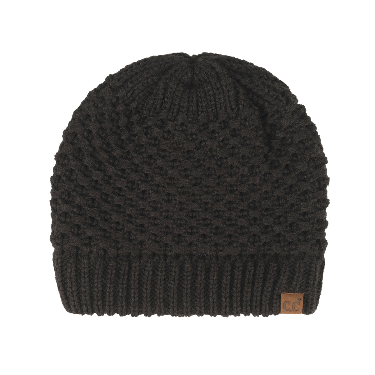 Cross Cell Stitch Knit Beanie with Satin Lining