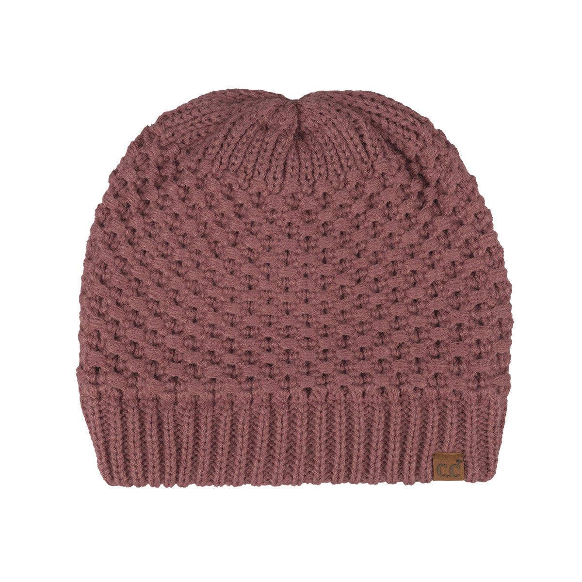 Cross Cell Stitch Knit Beanie with Satin Lining
