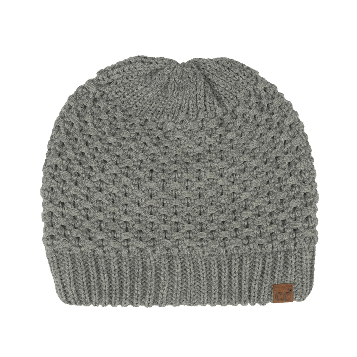 Cross Cell Stitch Knit Beanie with Satin Lining