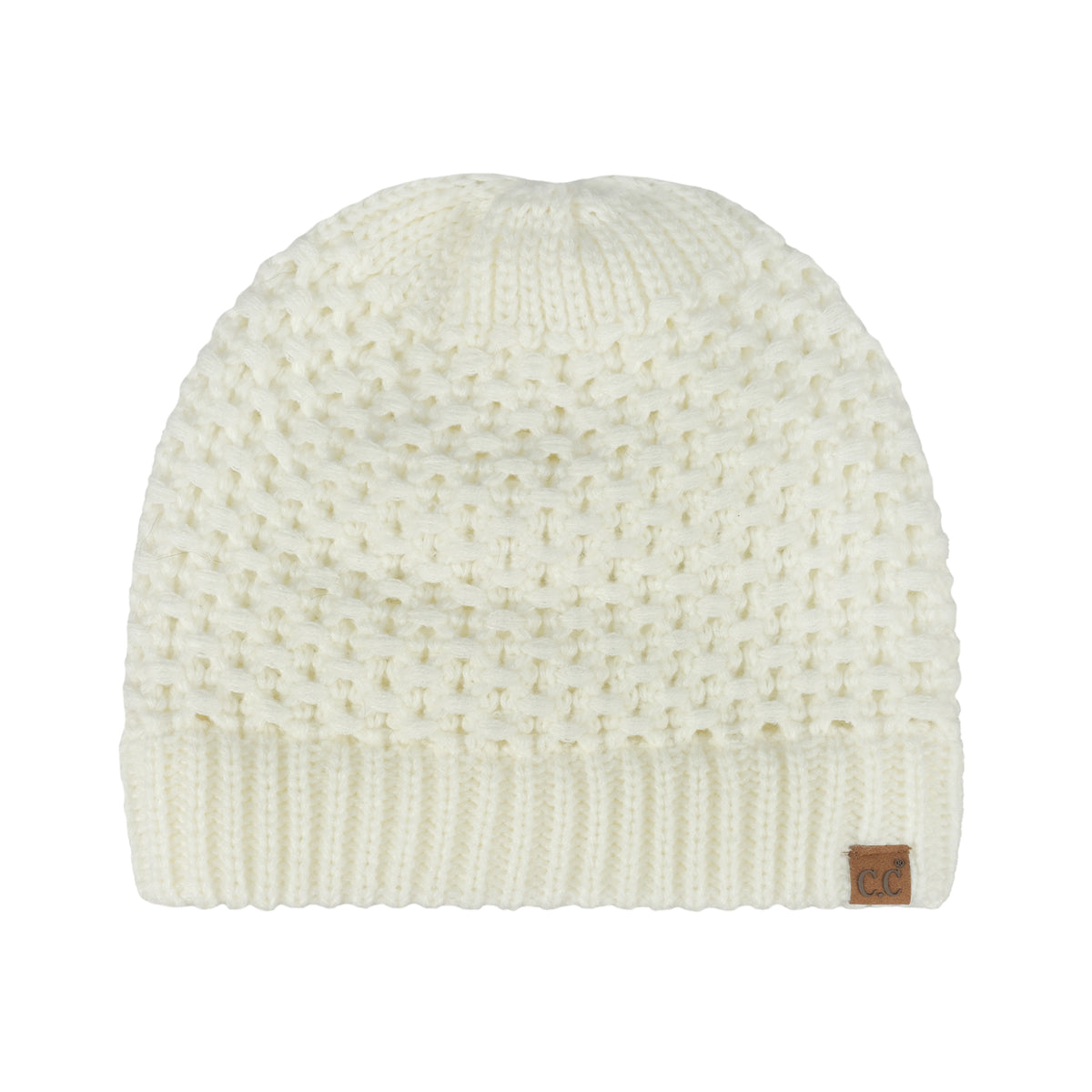Cross Cell Stitch Knit Beanie with Satin Lining