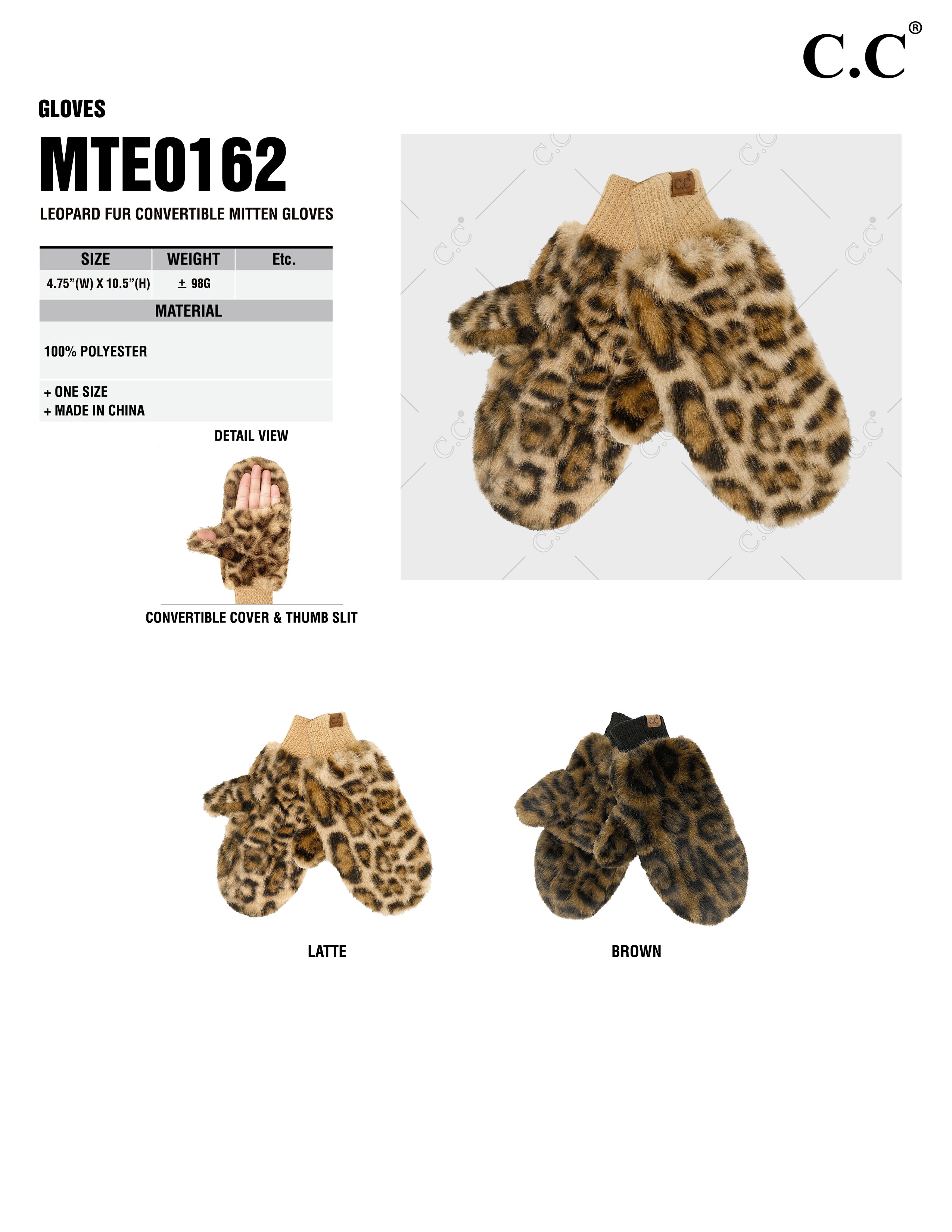 Leopard Faux Fur Convertible Mitten Gloves