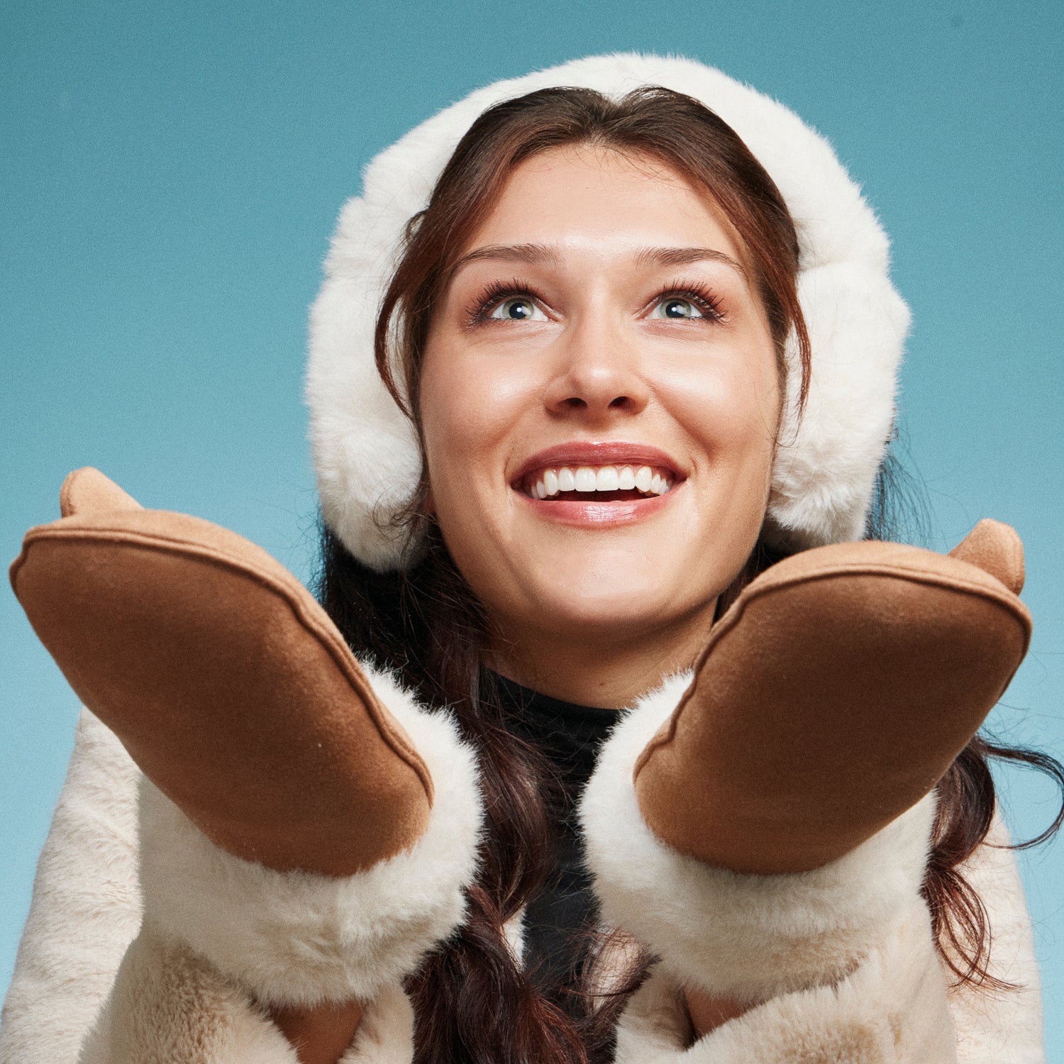 Cozy Suede Mittens with Faux Fur Cuff – Ultra Soft Winter Warm Gloves