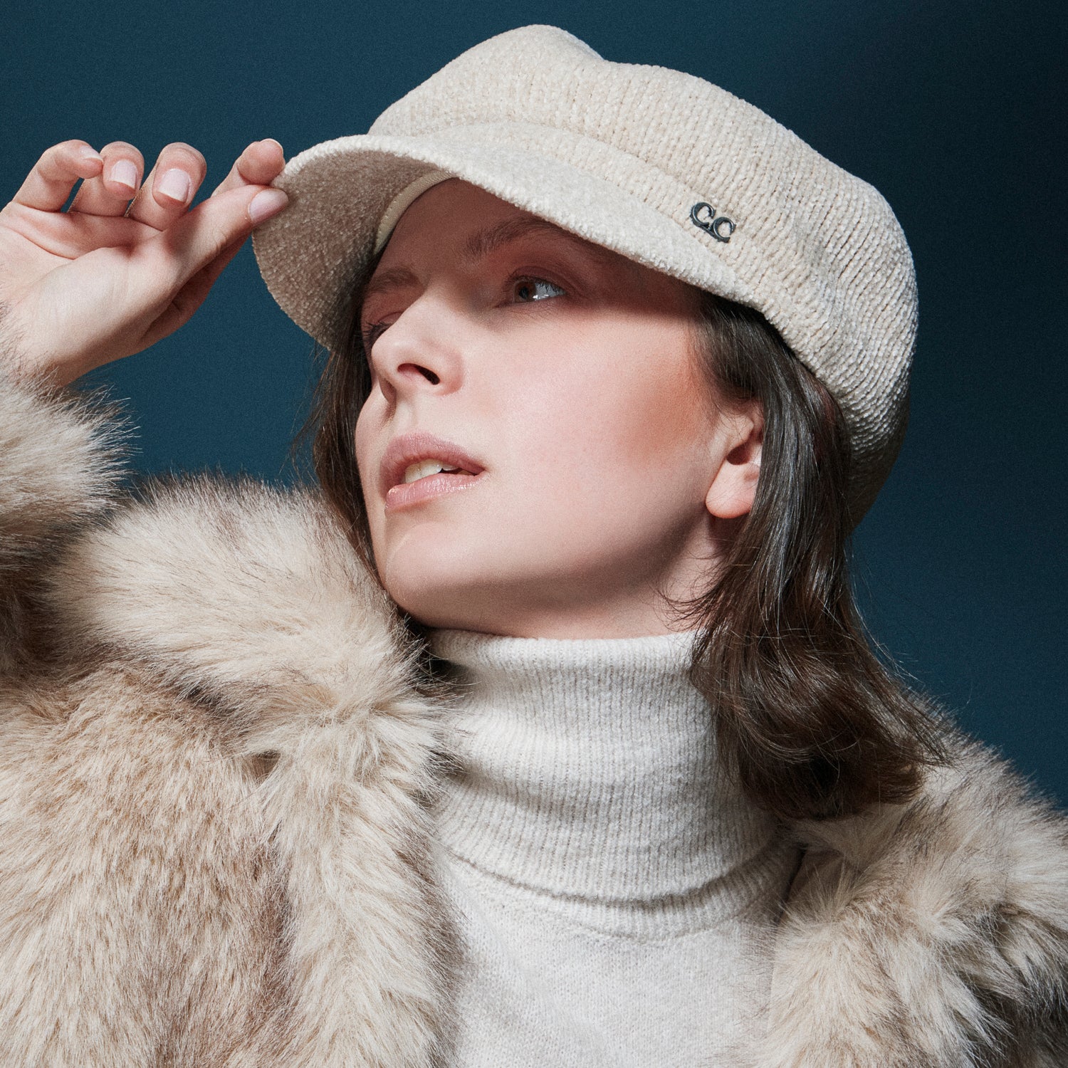 Knit Newsboy Cap with Soft Textured Finish