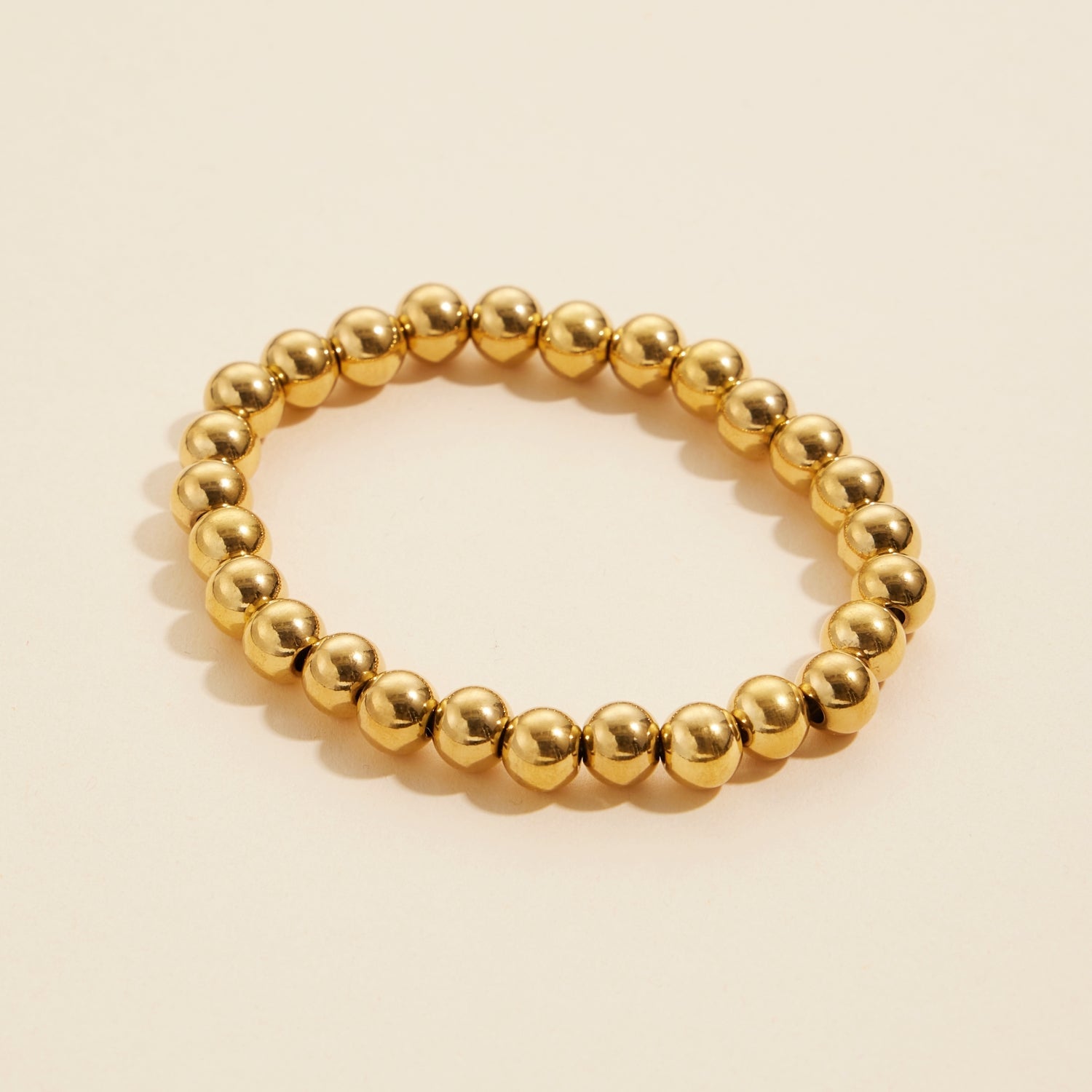 Elegant Beaded Gold Dip Stainless Steel Stretch Bracelet