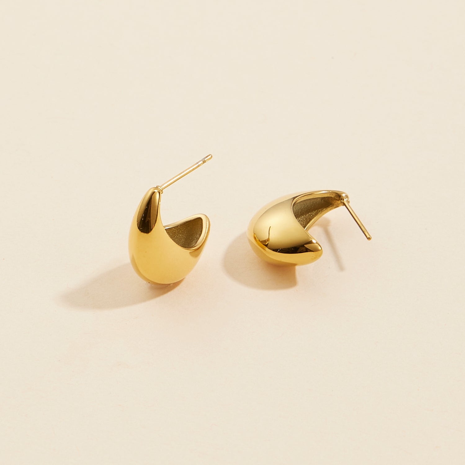 Refined Water Drop Gold Dip | Stainless Steel Earrings