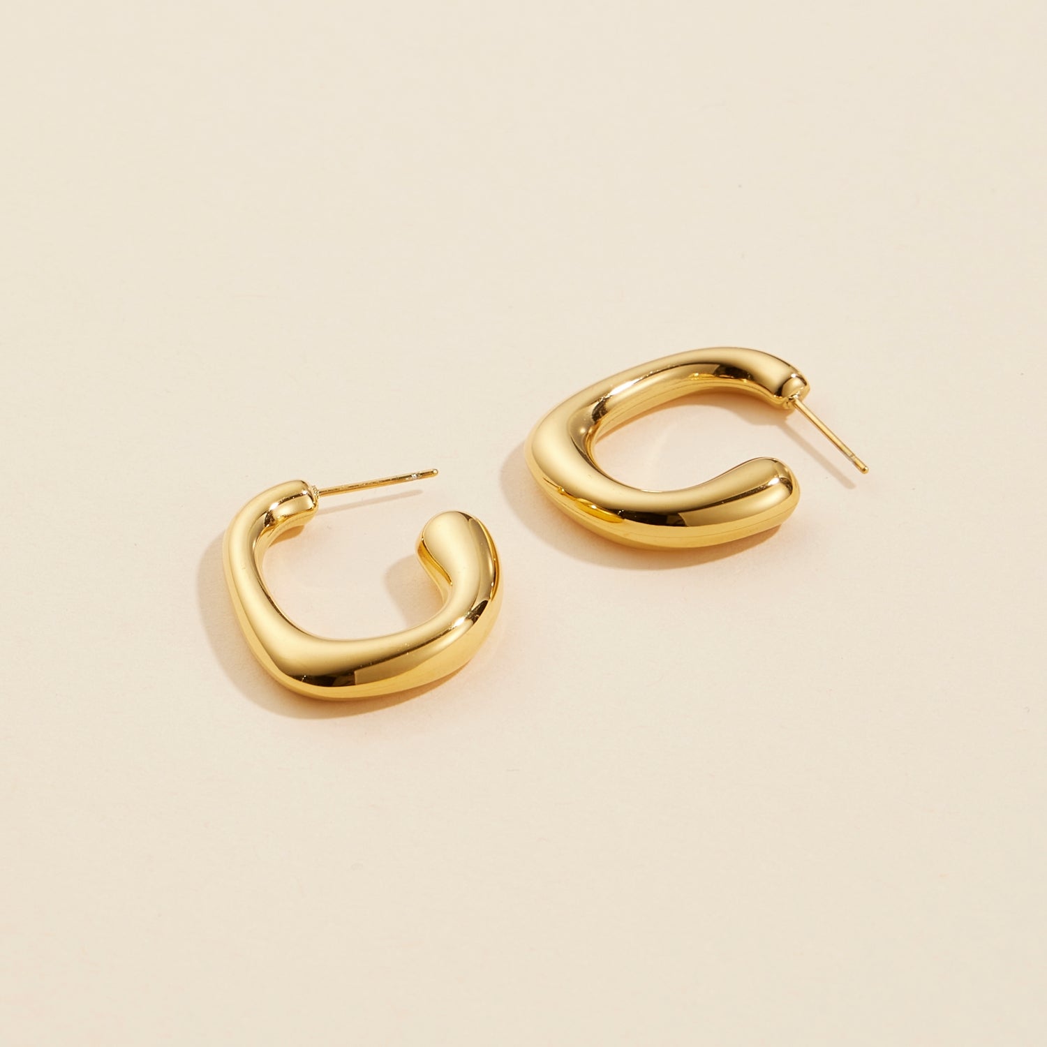 Elegant Gold Dip Stainless Steel Open Hoop Earrings – 18K Gold Finish, Hypoallergenic - Frem