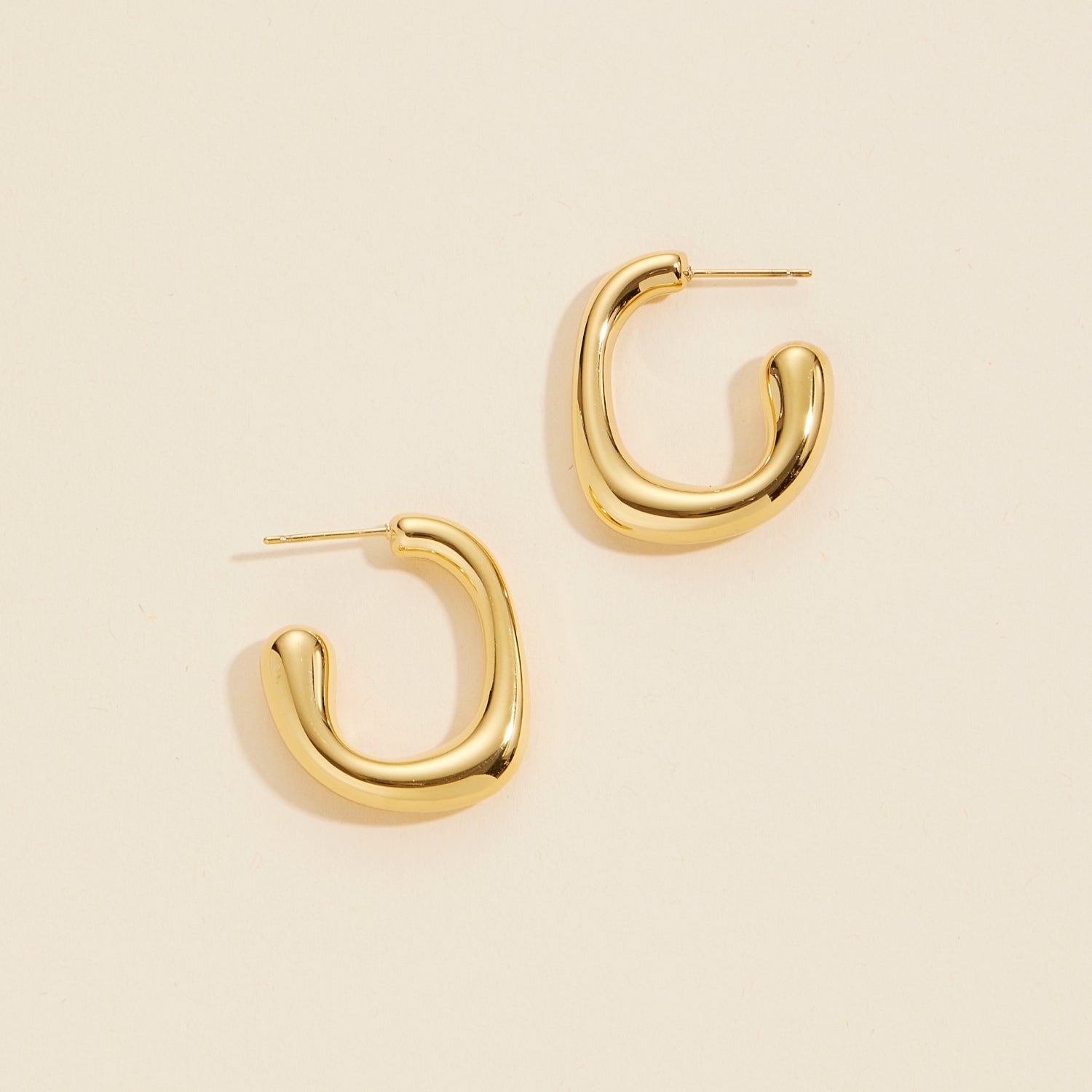 Elegant Gold Dip Stainless Steel Open Hoop Earrings – 18K Gold Finish, Hypoallergenic - Frem