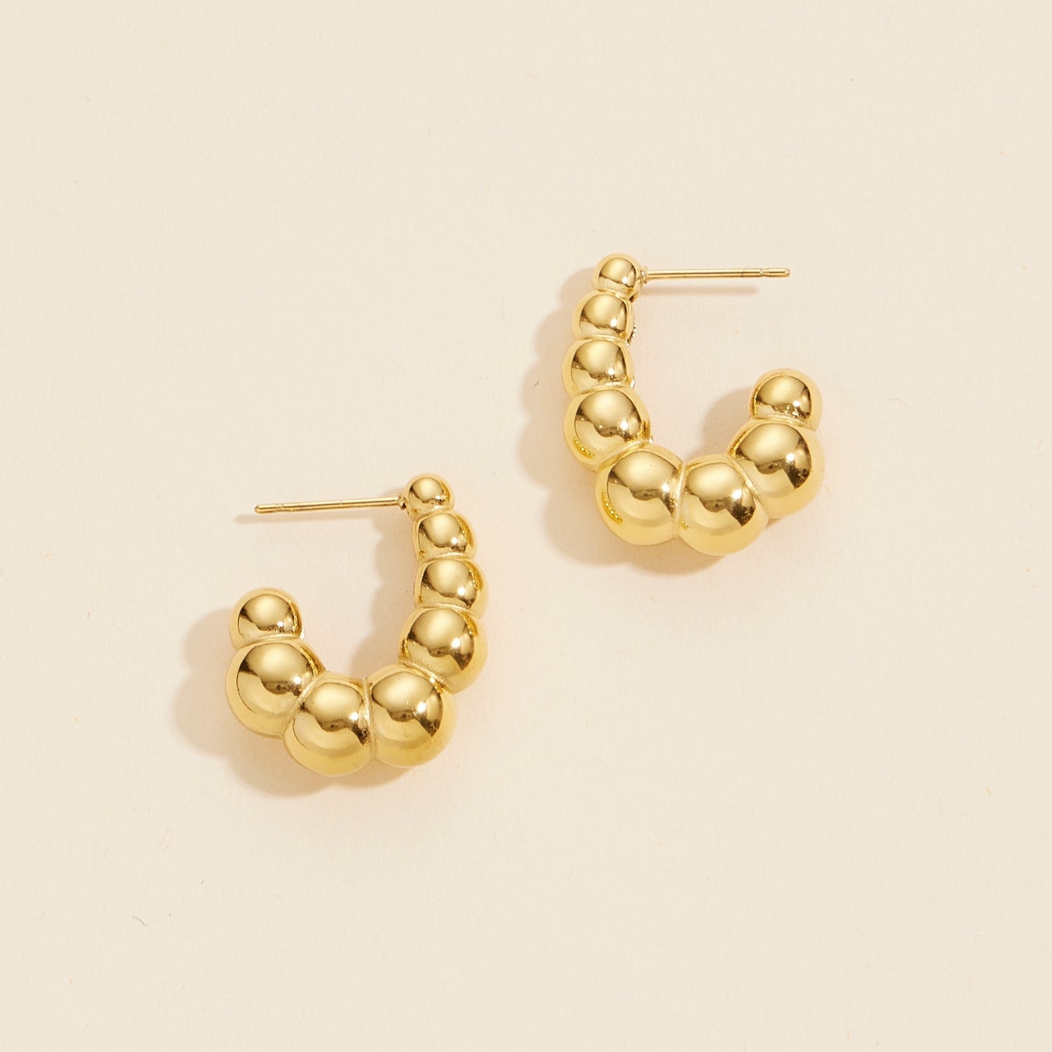 Elegant Gold Dip | Bubbled Stainless Steel Open Hoops