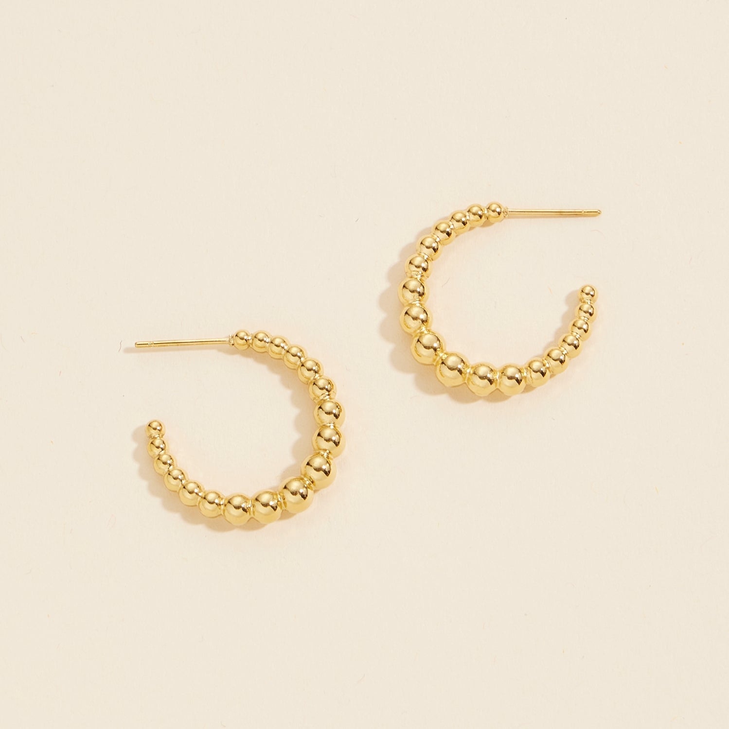 Gold Beaded | Stainless Steel Hoop Earrings