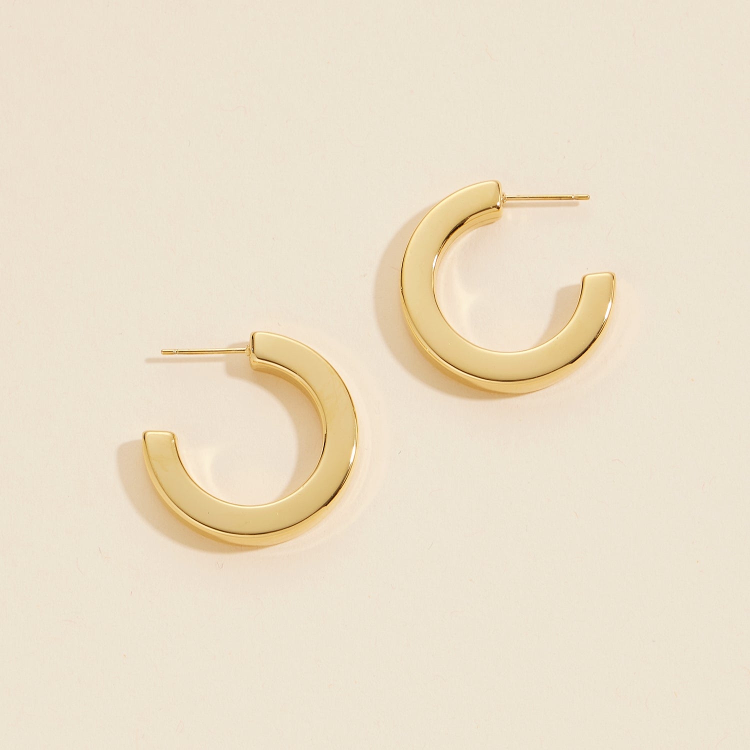 Gold-Dipped Stainless Steel Classic Open Hoop Earrings - Frem