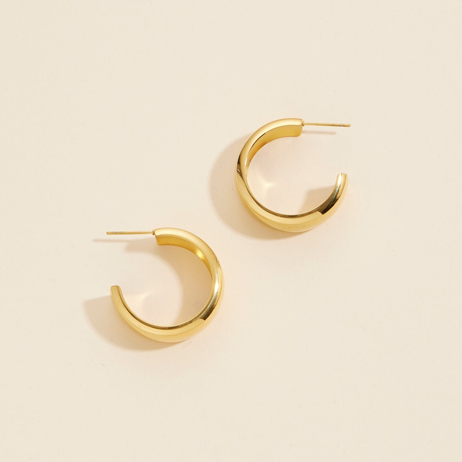 Refined Gold Dip Stainless Steel Open Hoop Earrings - Frem